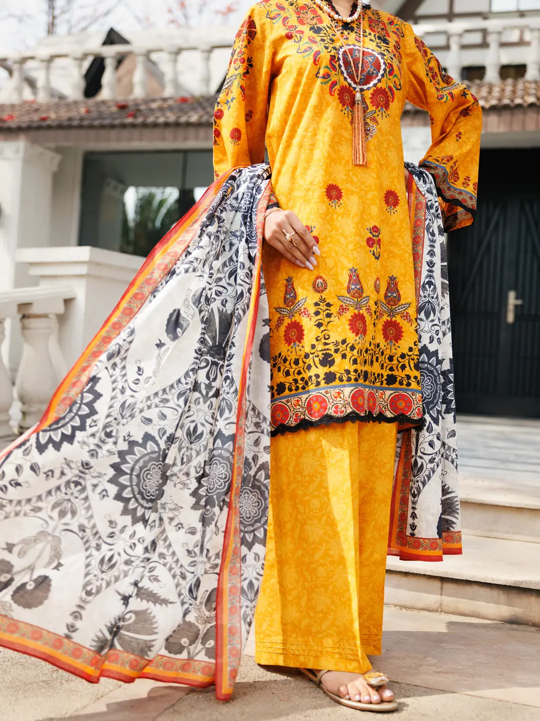 Mustard Lawn 3Pc Stitched - Alp-3Ps-2114 1