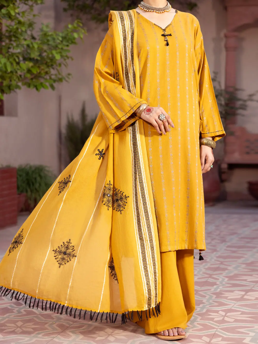 Orange Cotton Dobby 3Pc Stitched - Alp-3Ps-2132 1