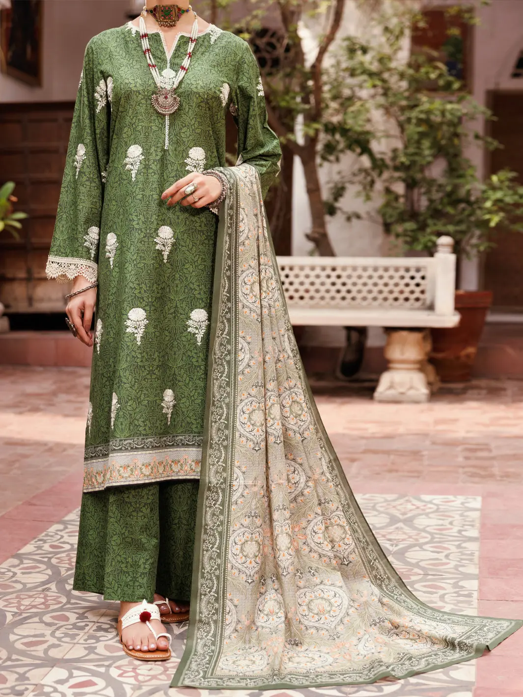 Green Cambric 3Pc Stitched - Alp-3Ps-2145 1