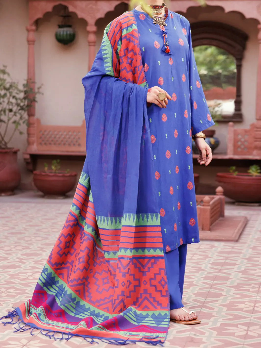 Blue Yarn Dyed 3Pc Stitched - Alp-3Ps-2155 1