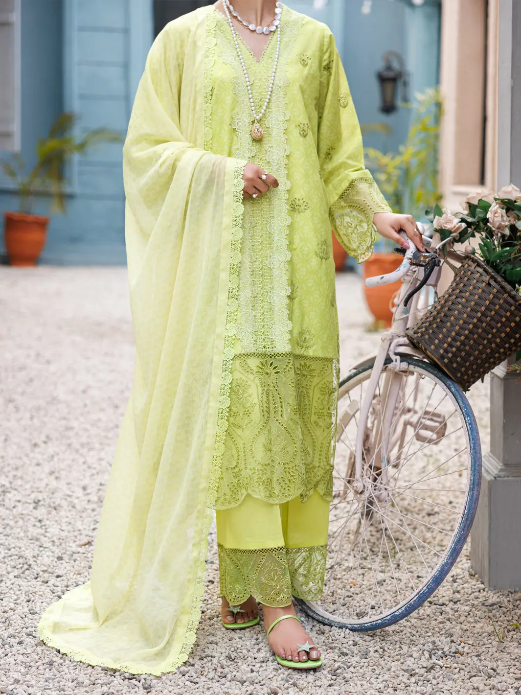 Lemon Schiffli Lawn 3Pc Unstitched - Alp-3Ps-2187 1