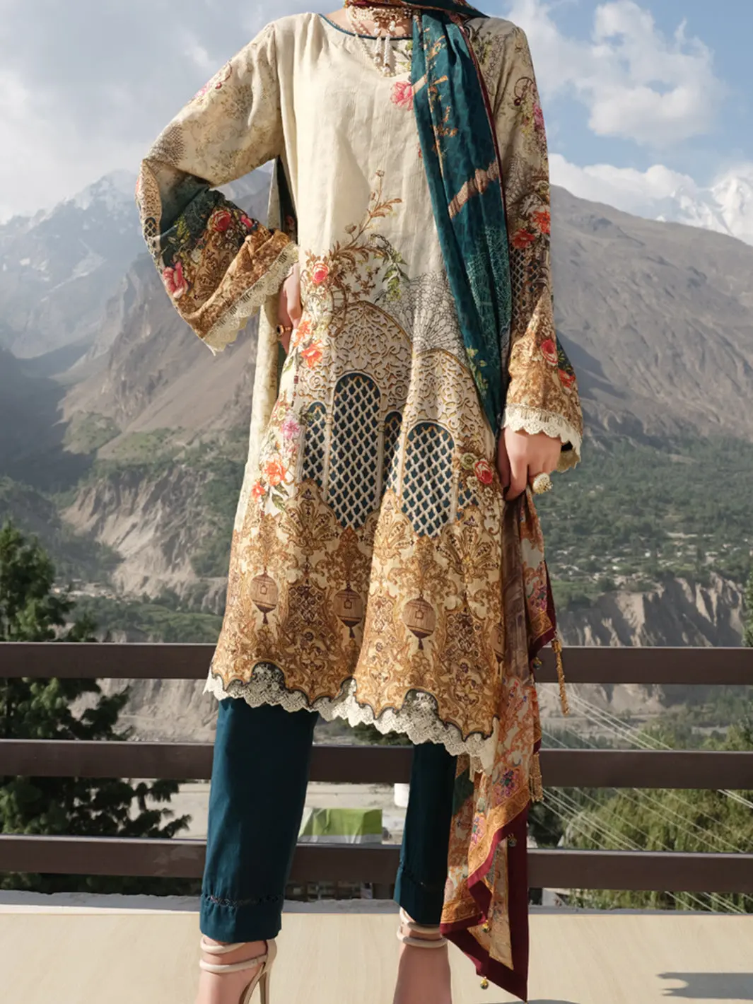 Ivory Jacquard 3Pc Stitched - Awp-221 1