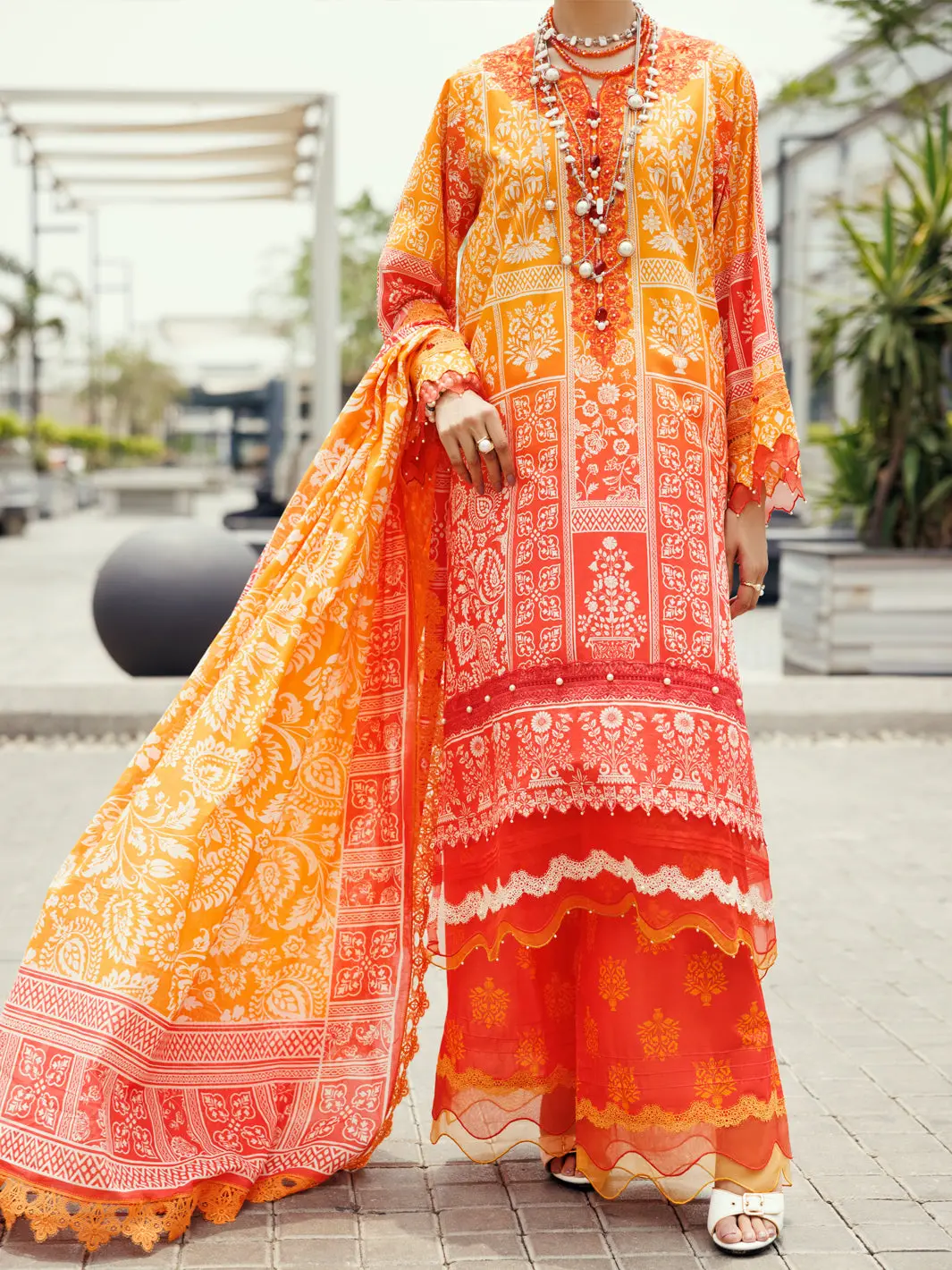 Orange Cambric 3Pc Unstitched - Alp-3Ps-2210 1
