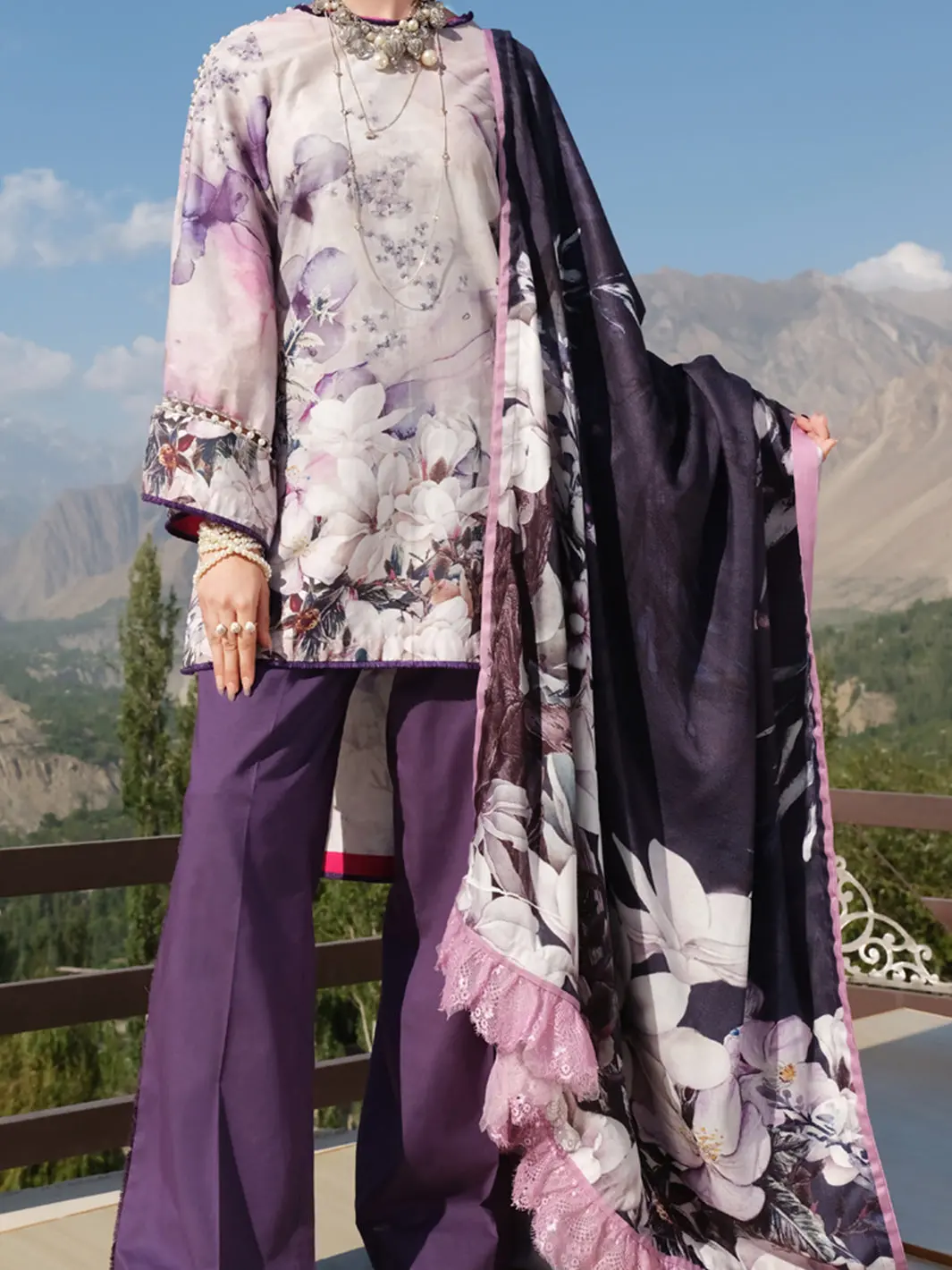Purple Cambric 3Pc Stitched - Awp-224 1