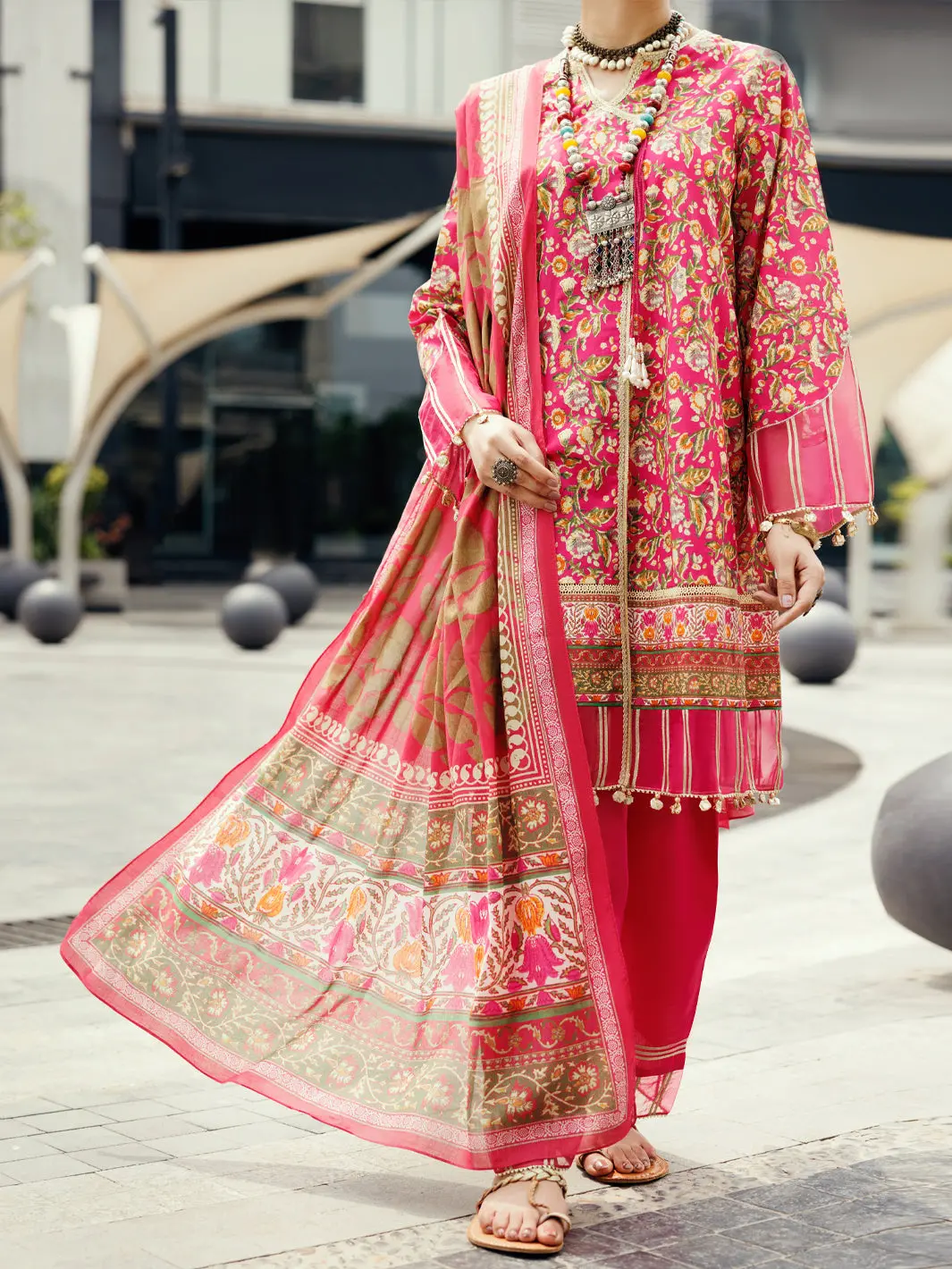 Fuchsia Cambric 2Pc Unstitched - Alp-2Ps-Slkd-Un-2264 1