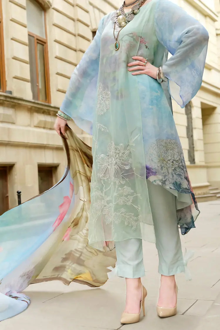 Aqua Chiffon 3Pc Unstitched - Alp-685 1