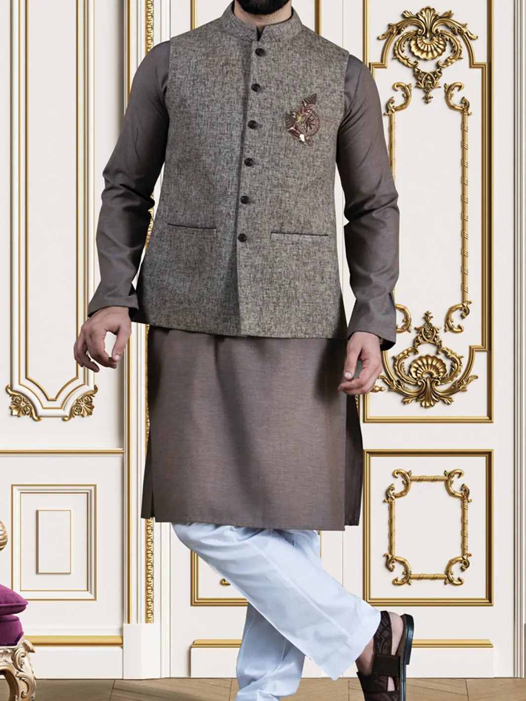 Brown Jute Waistcoat - Wc-228 1