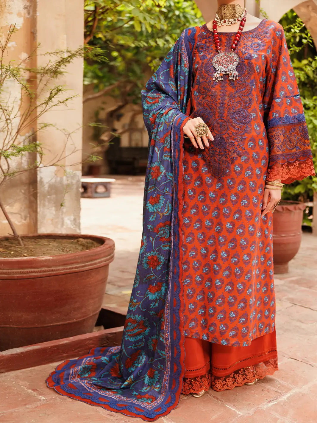 Maroon Lawn 3Pc Unstitched - Alp-3Ps-2284 1
