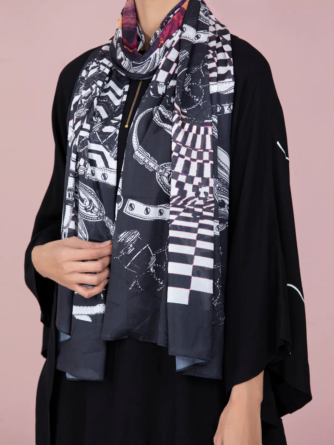 Black Silk Women Stole - Alp-St-230 1