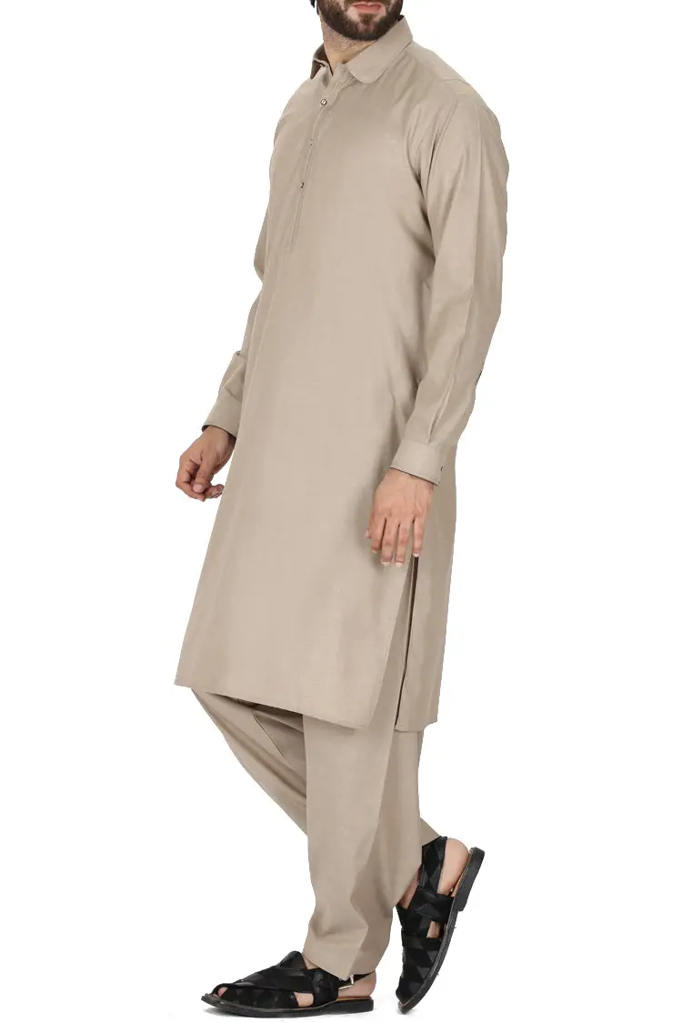 Sand Colored Kameez Shalwar - Al-Ks-2359 1
