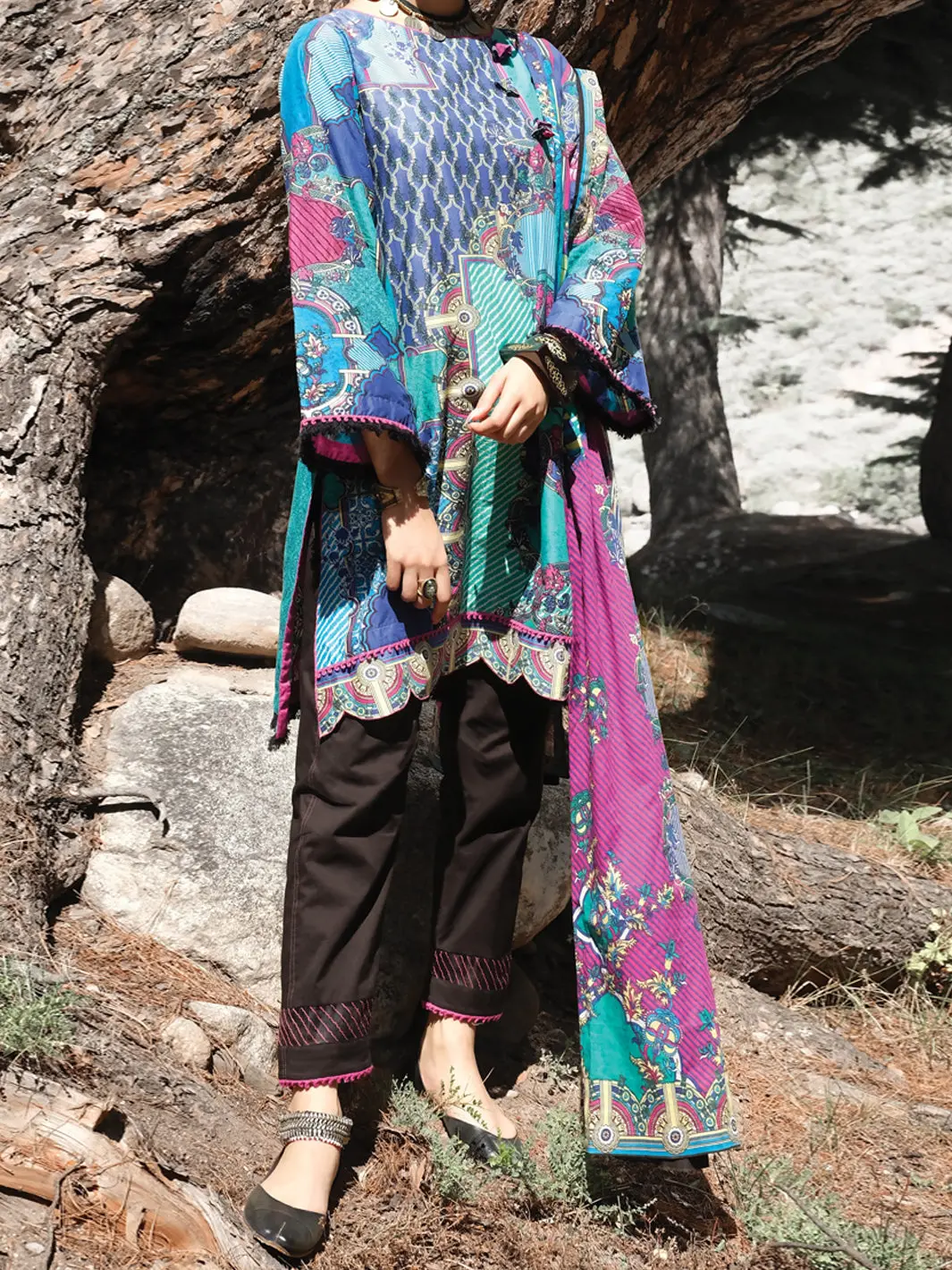 Blue Cambric 3Pc Unstitched - Awp-248 1