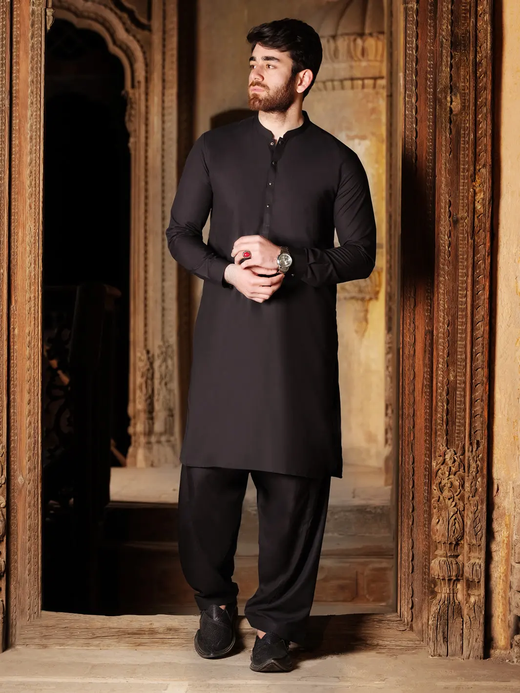 Dark Green Kameez Shalwar - Al-Ks-2495A 1