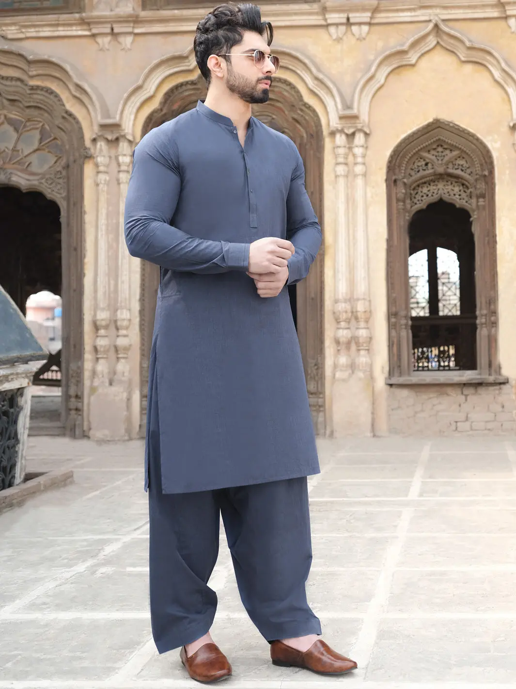 Blue Blended Kameez Shalwar - Al-Ks-2497 1