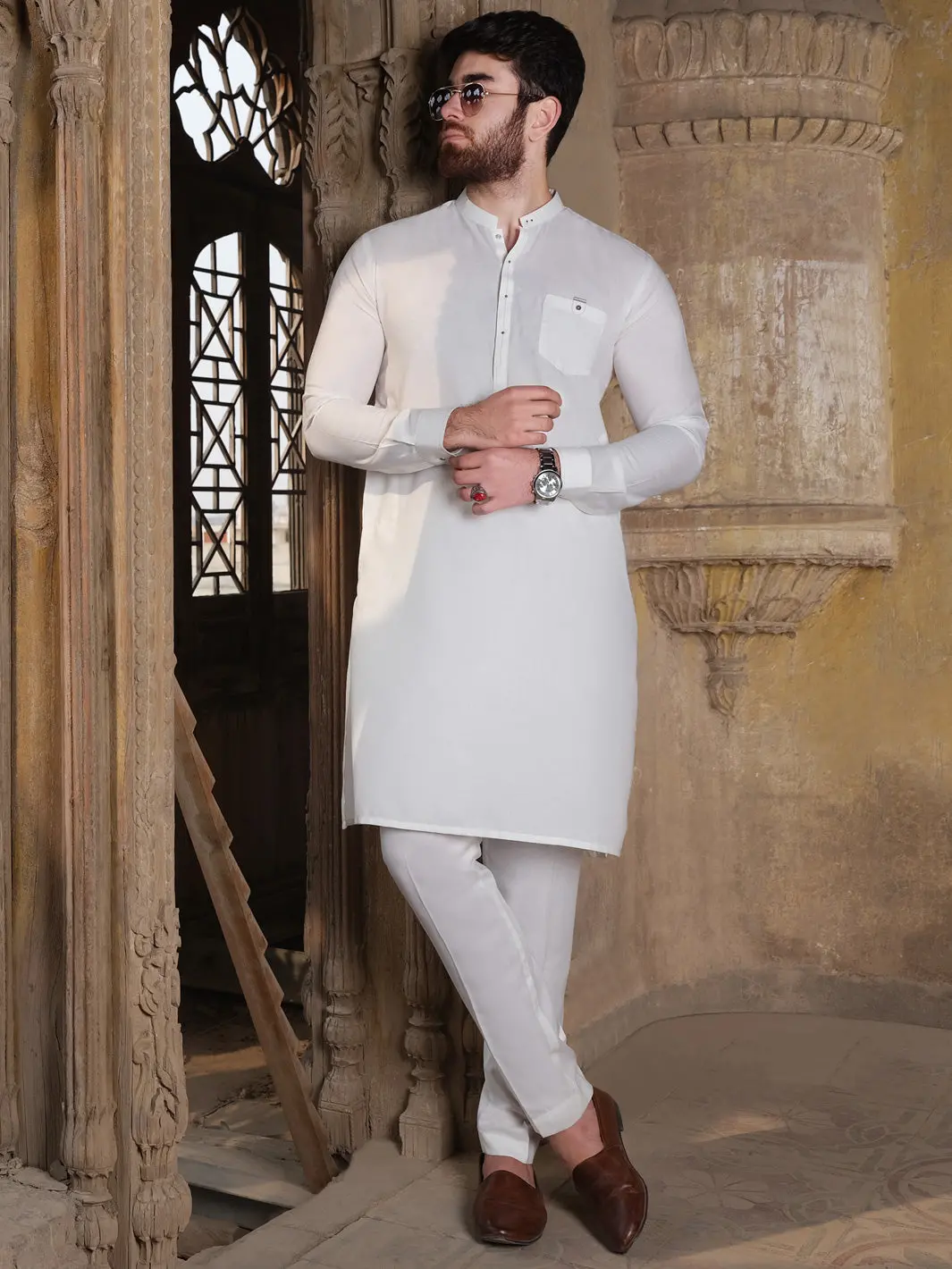 Off White Blended Kurta Pajama - Al-Ks-2501 1