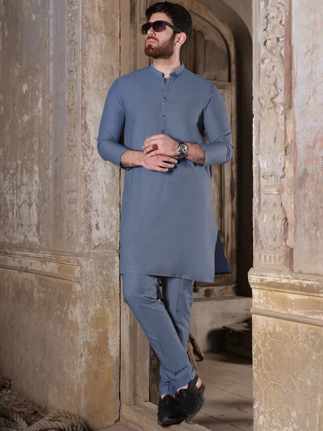 Blue Blended Kurta Pajama - Al-Ks-2503 1