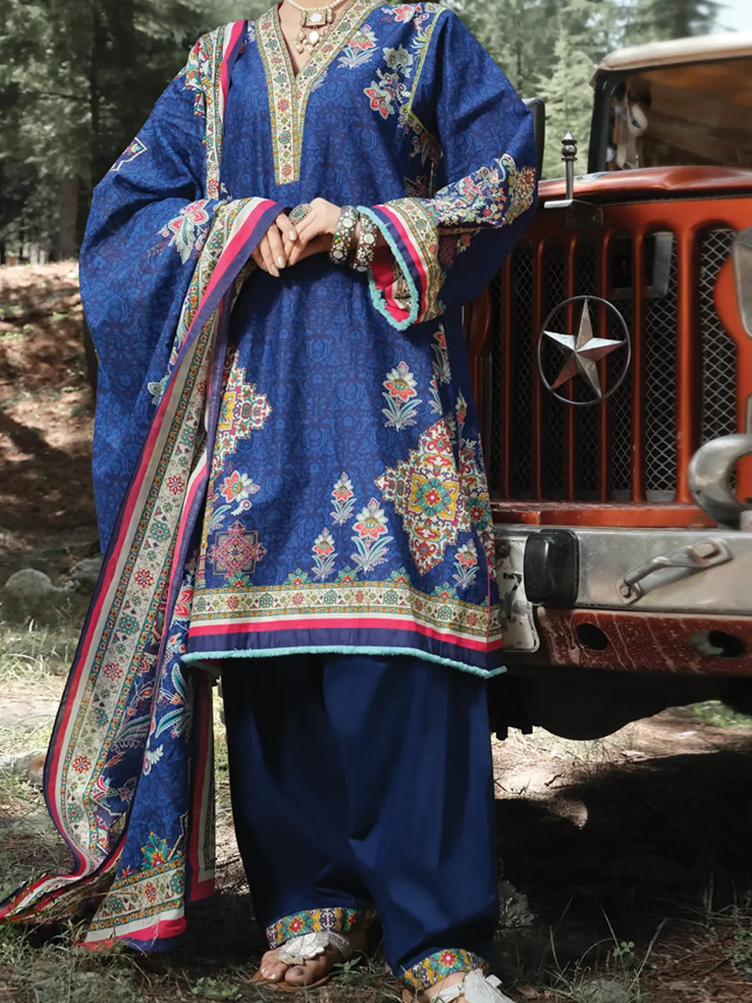 Blue Cambric 3Pc Unstitched - Awp-250 1