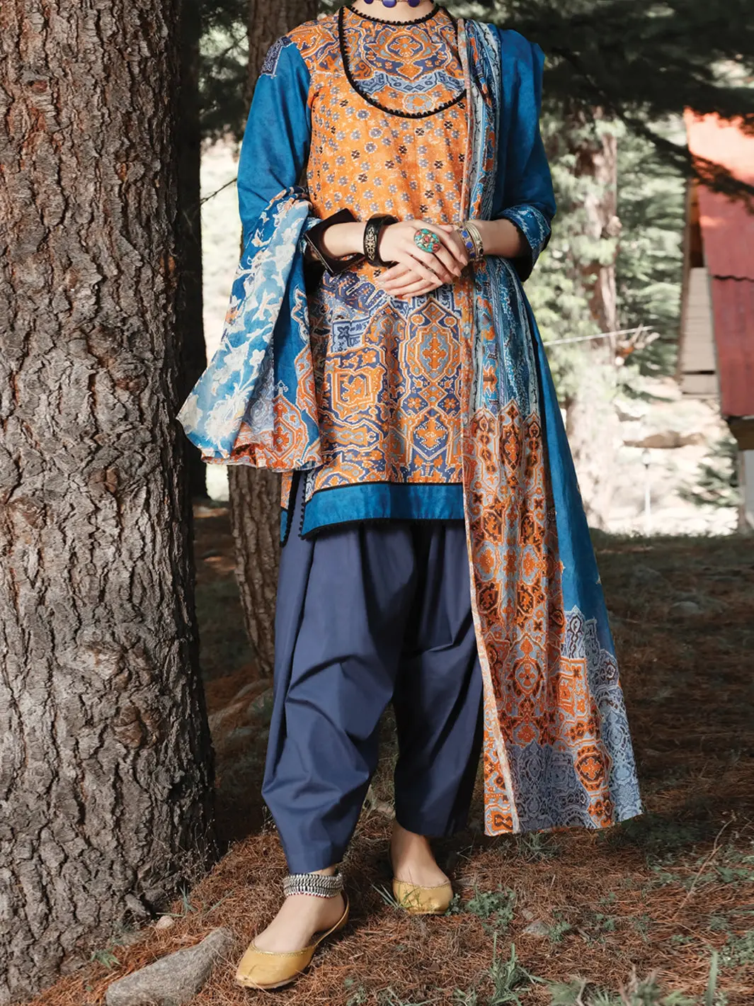 Orange Cambric 3Pc Unstitched - Awp-251 1