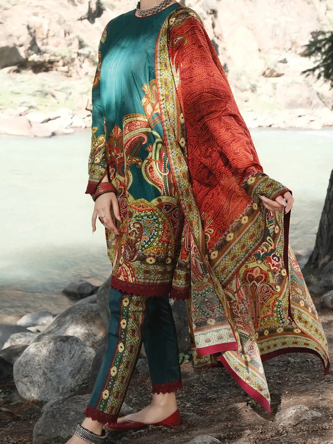 Green Cambric 3Pc Stitched - Awp-252 1