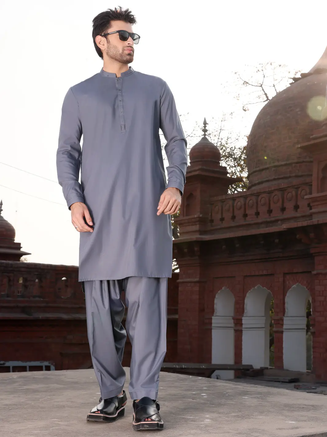 Grey Blended Kameez Shalwar - Al-Ks-2580 1