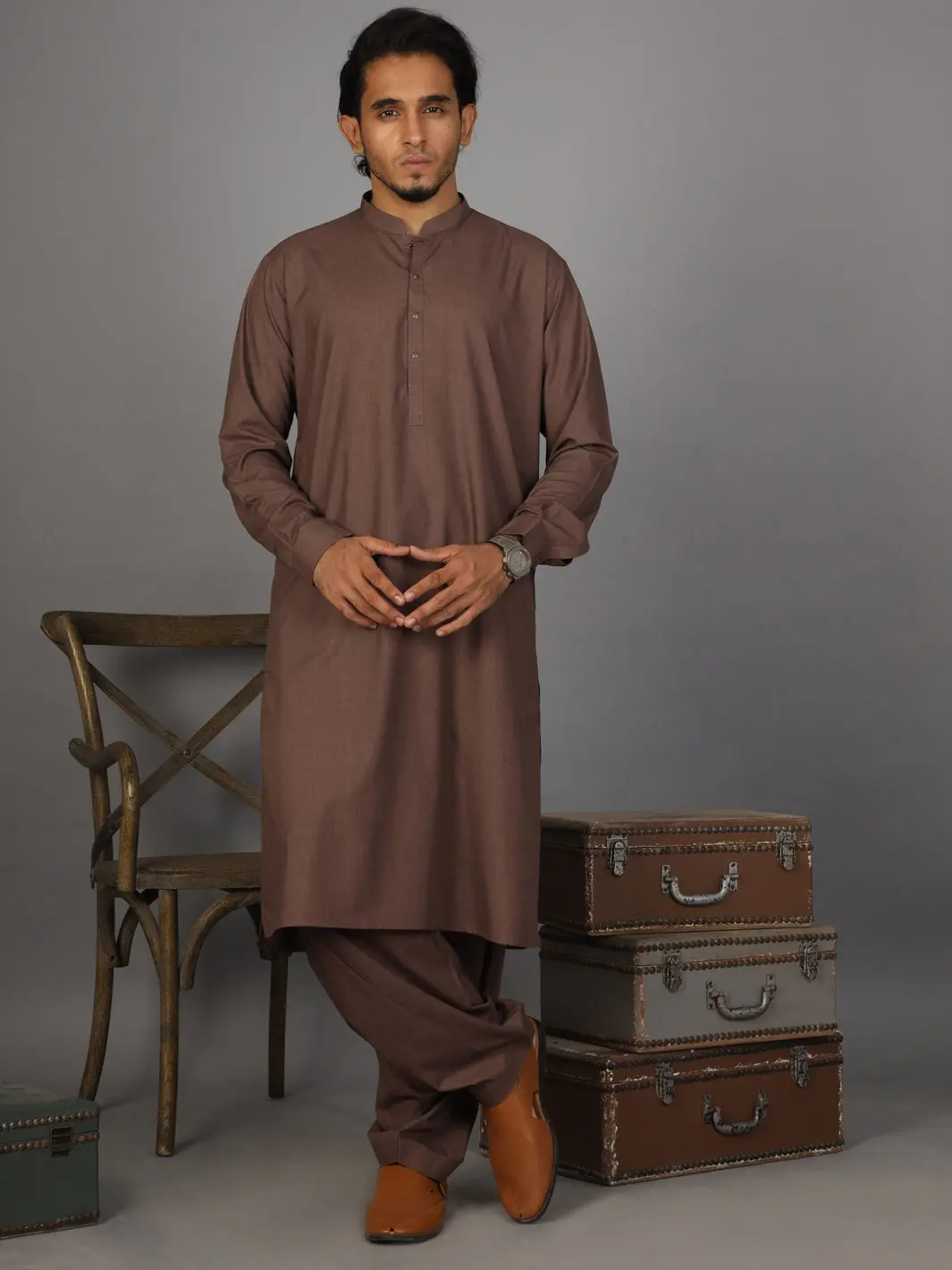 Brown Kameez Shalwar - Al-Ks-2583C 1