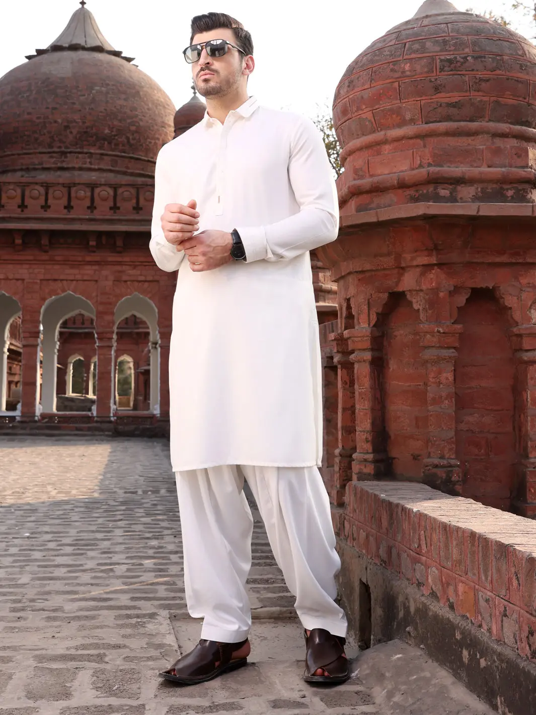 White Blended Kameez Shalwar - Al-Ks-2596 1