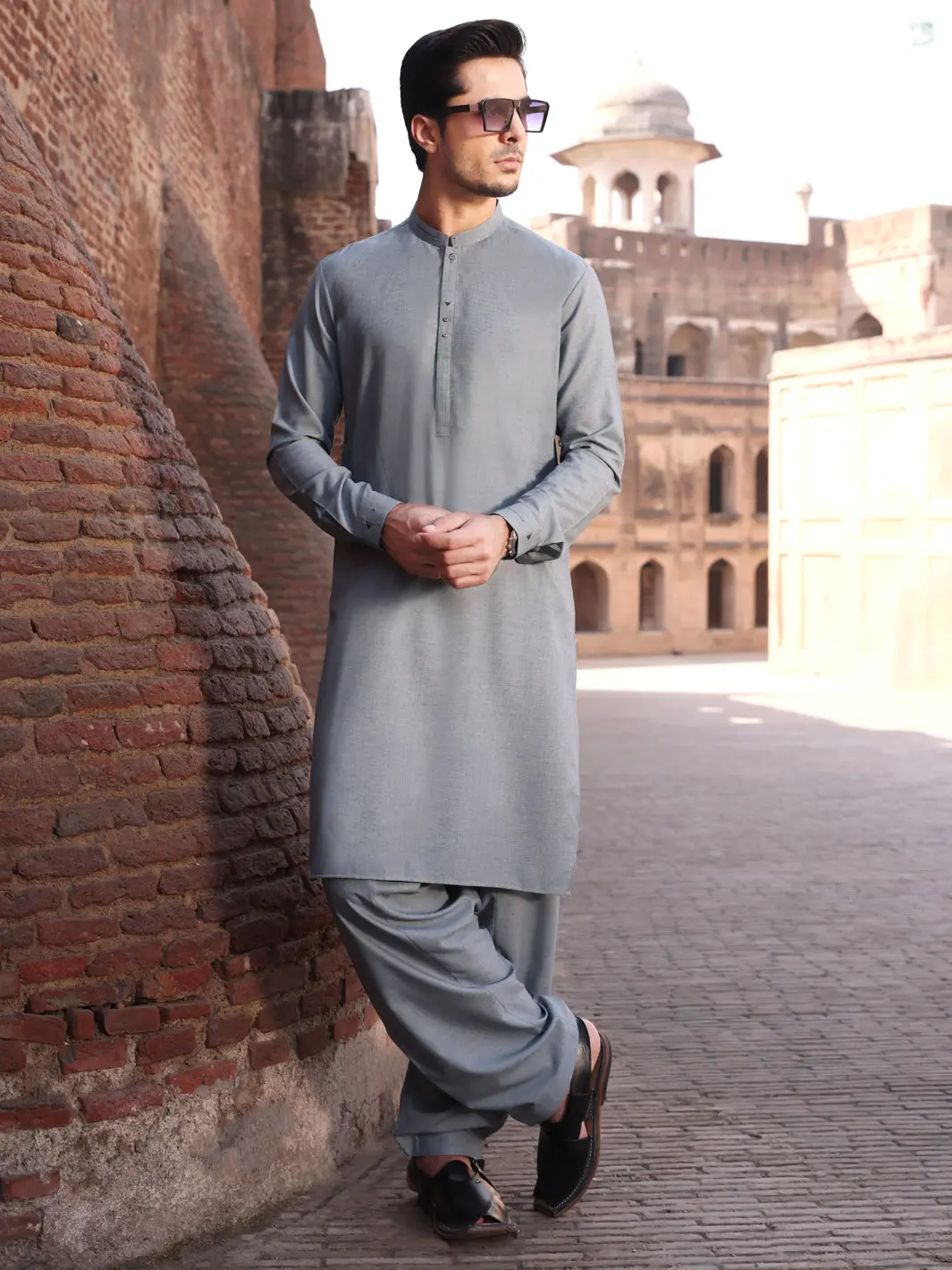 Light Blue Blended Kameez Shalwar - Al-Ks-2600 1