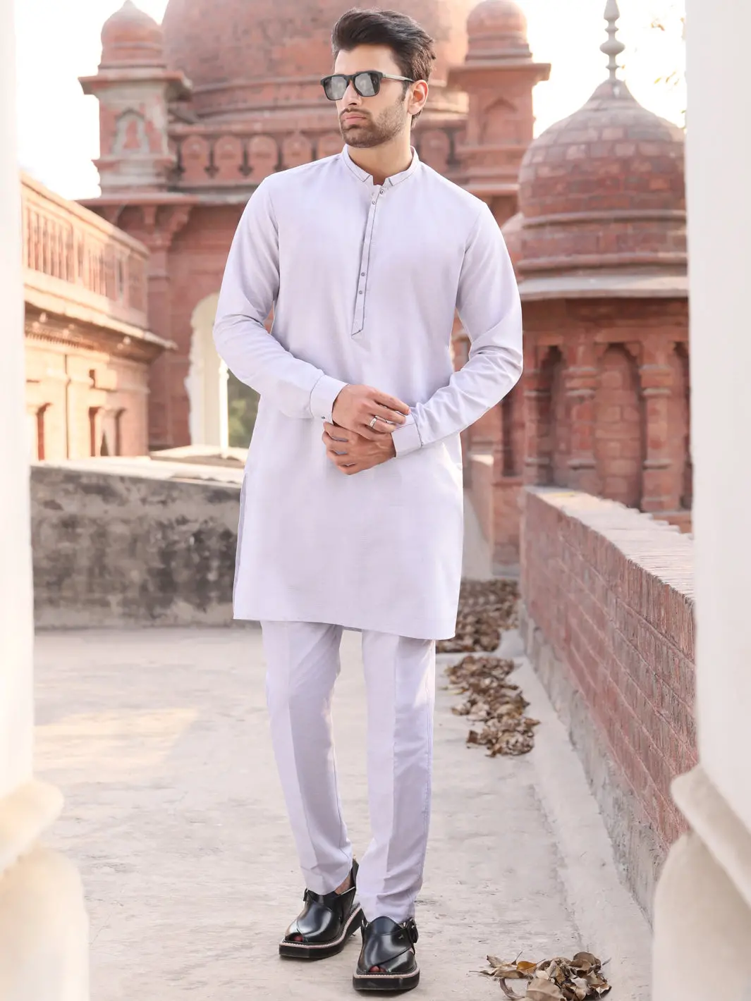Light Grey Blended Blended Kurta Trouser - Al-Kt-2606 1
