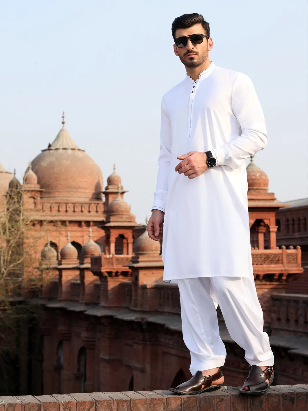 White Blended Kameez Shalwar - Al-Ks-2610 1