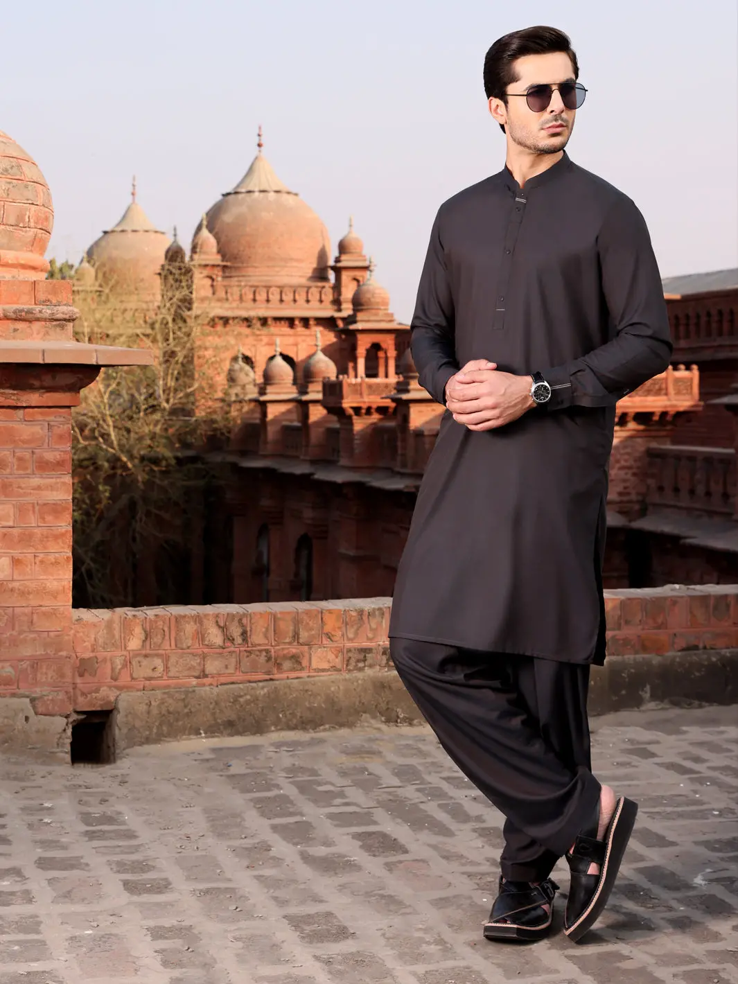 Dark Grey Blended Kameez Shalwar - Al-Ks-2612 1