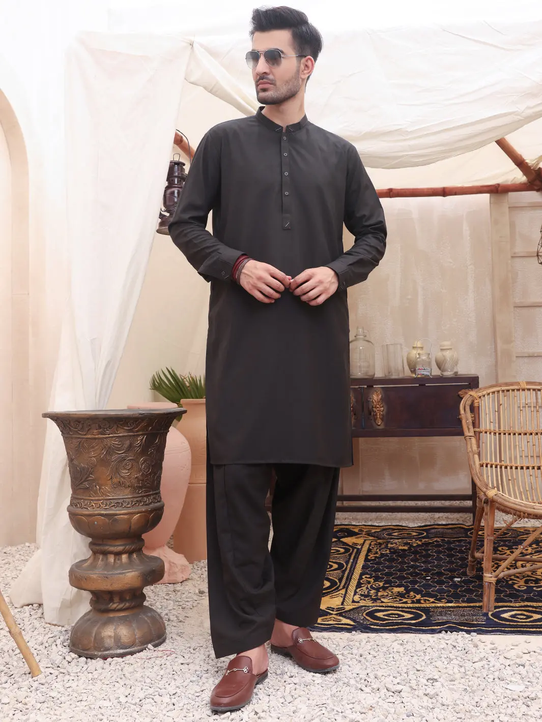 Charcoal Grey Kurta Shalwar - Al-Ks-2613 1