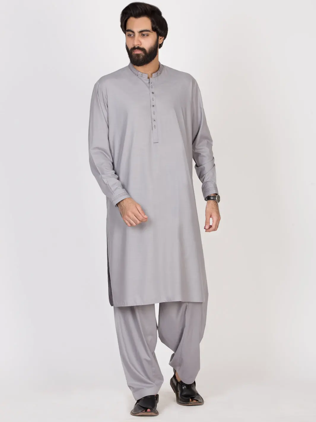 Grey Kameez Shalwar - Al-Ks-2614B 1