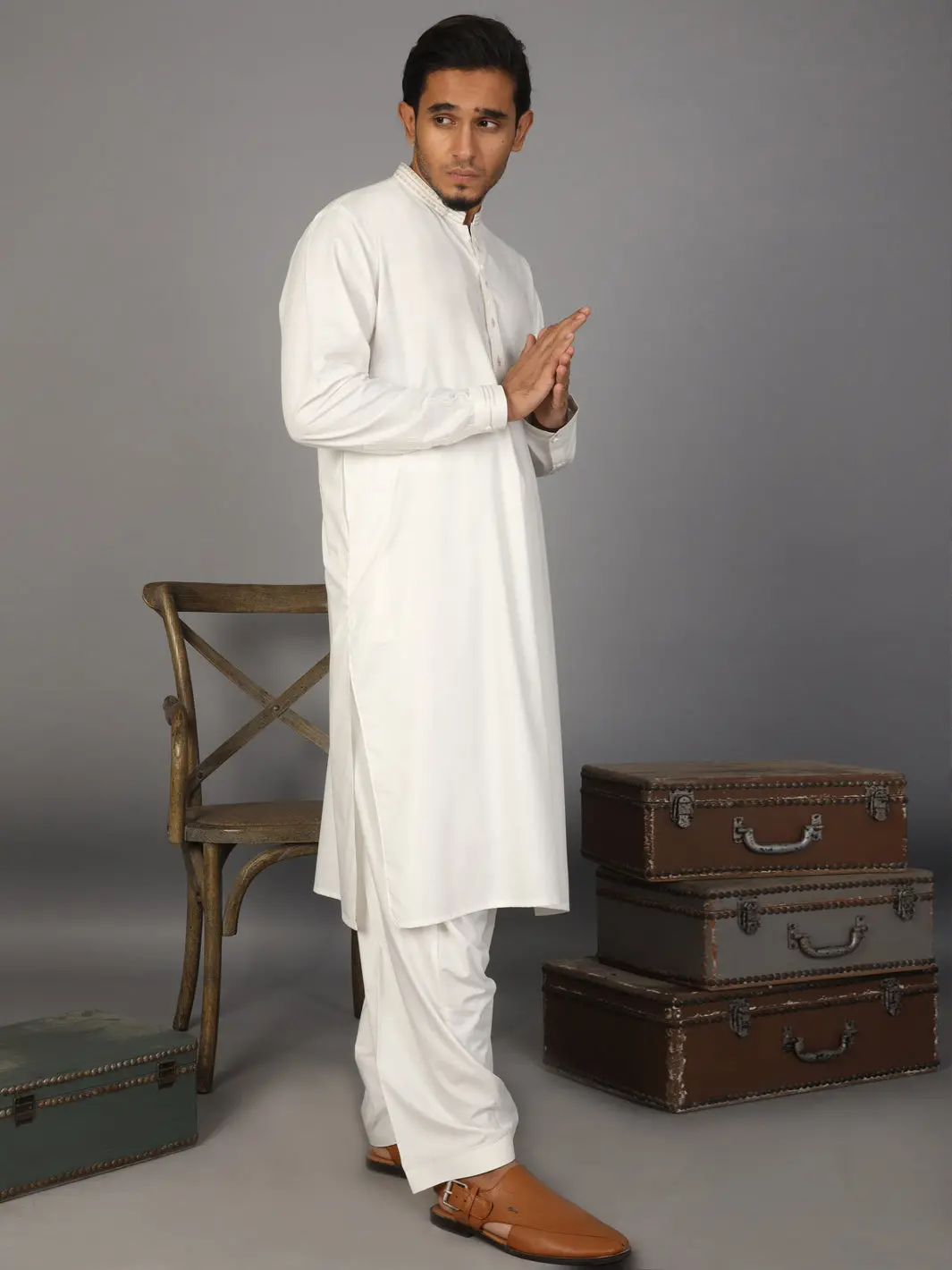 White Kameez Shalwar - Al-Ks-2614A 1