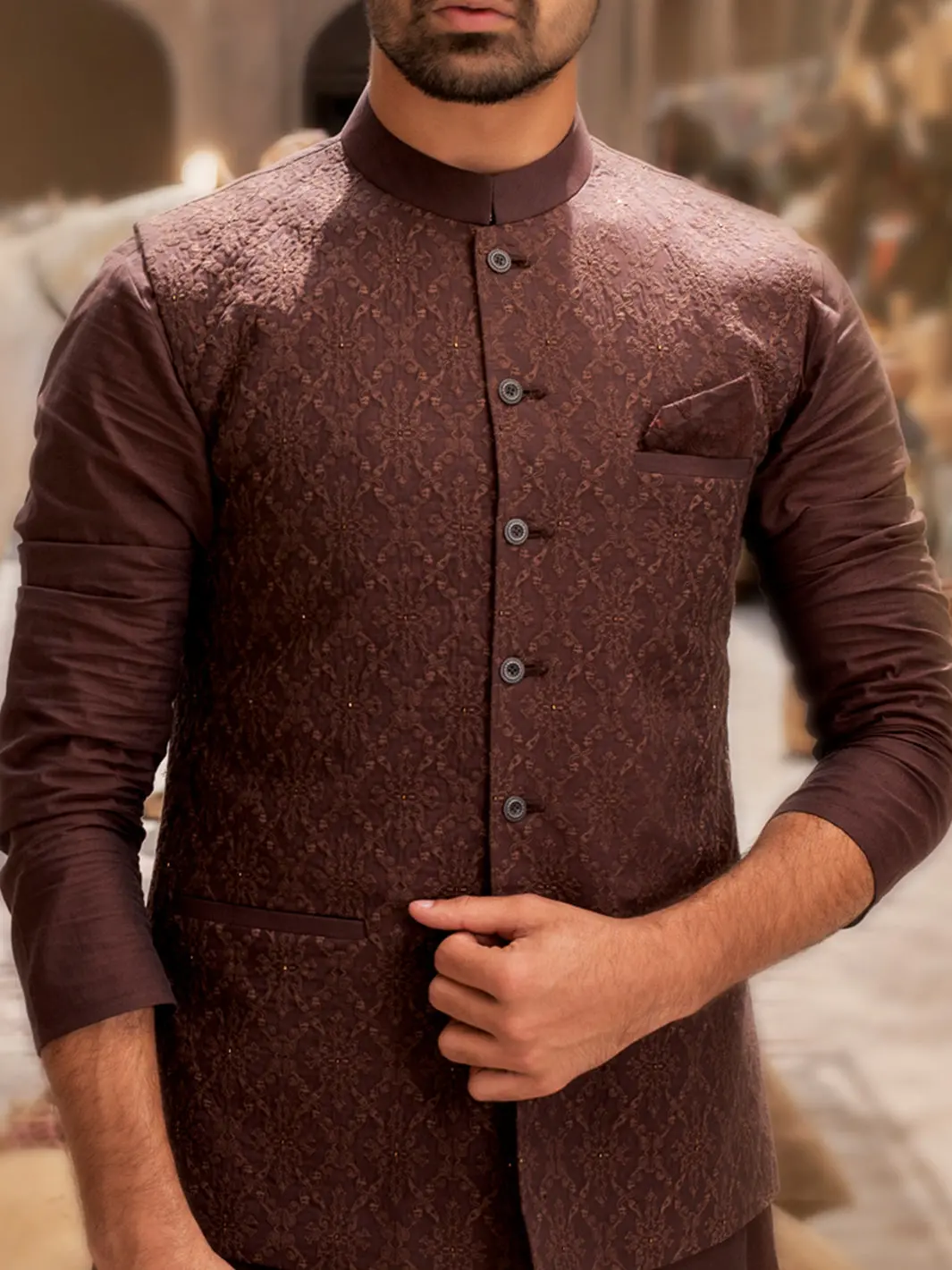 Brown Cotton Waistcoat - Wc-262A 1