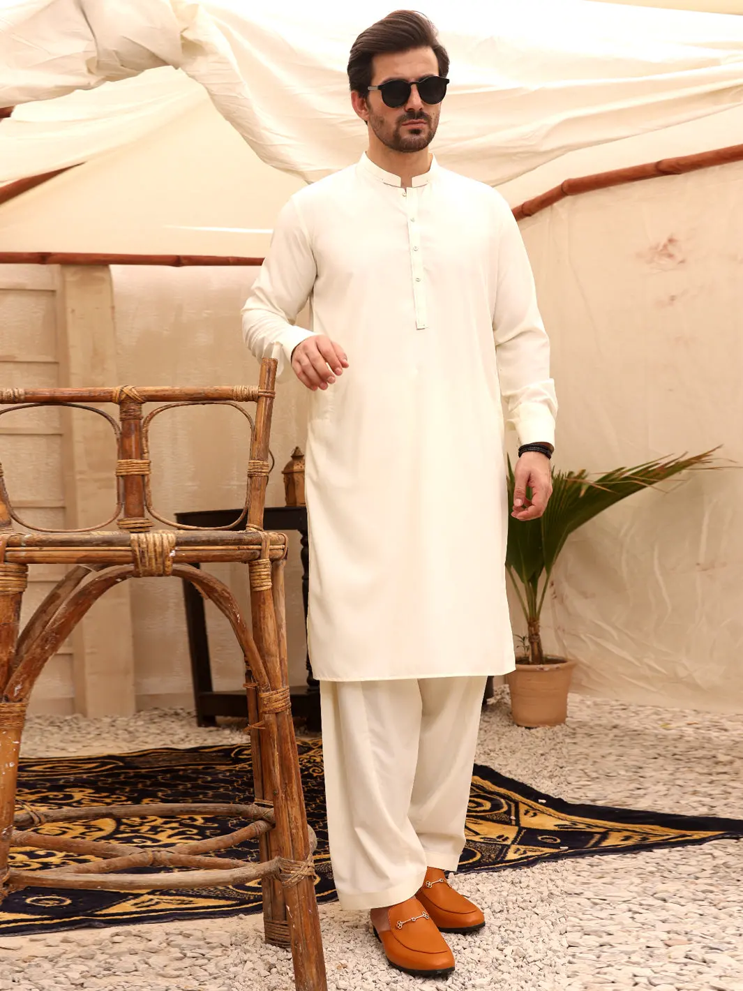 Off White Kameez Shalwar - Al-Ks-2637 1