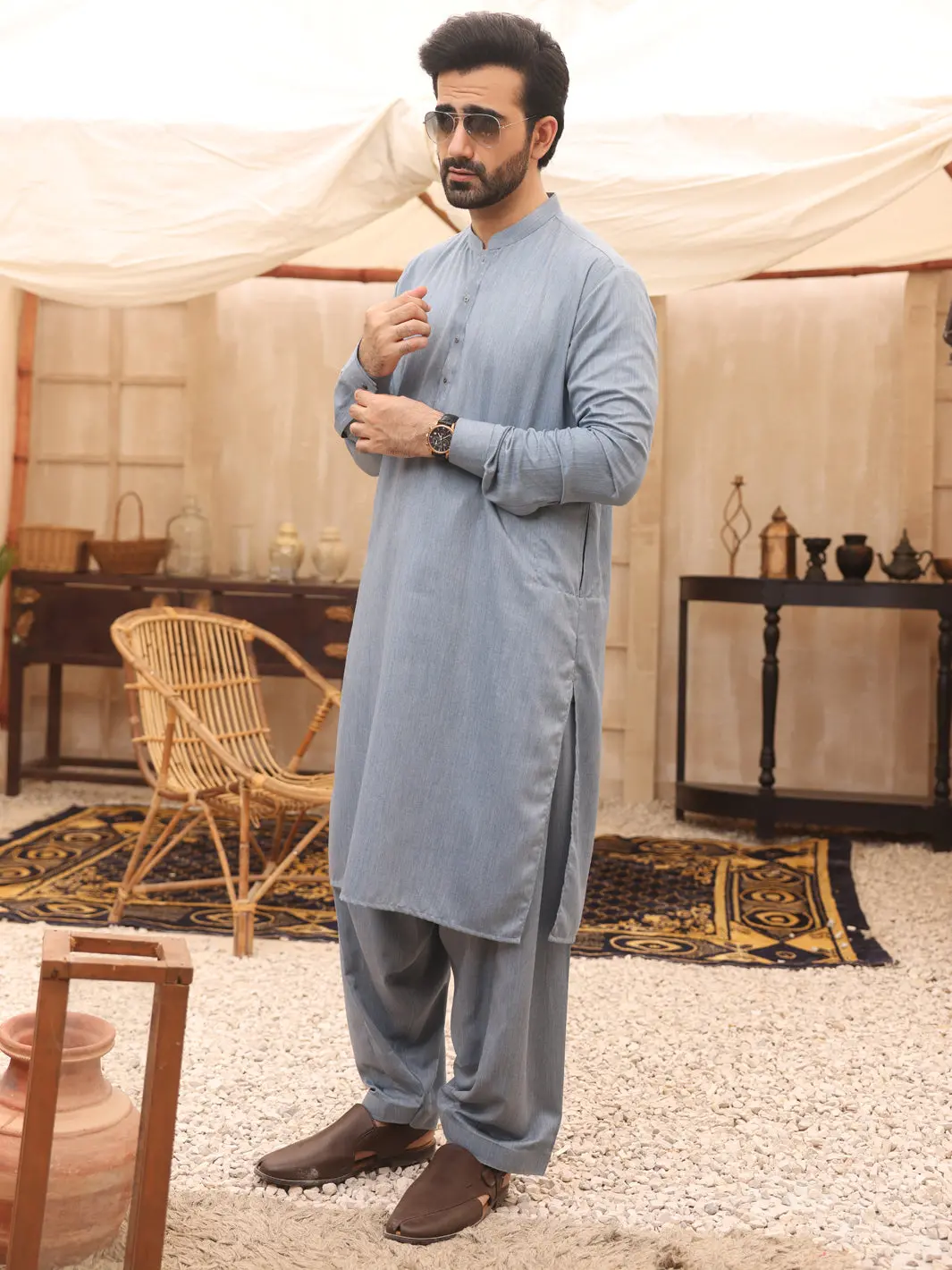 Blue Kameez Shalwar - Al-Ks-2641 1
