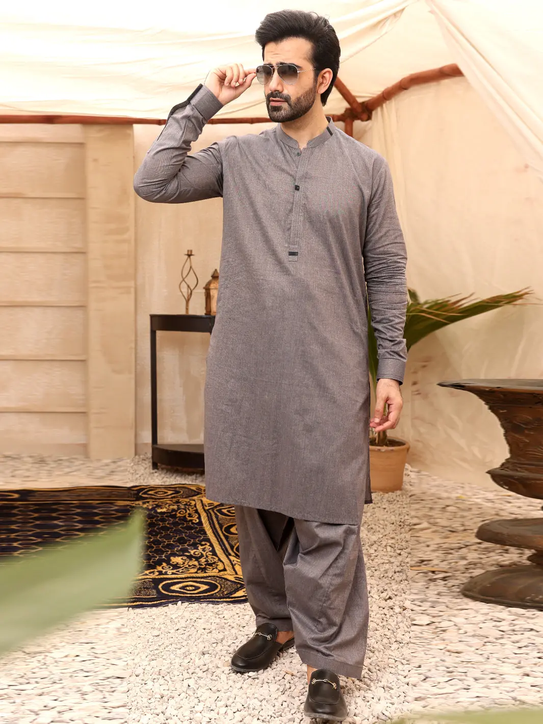 Grey Kameez Shalwar - Al-Ks-2642 1