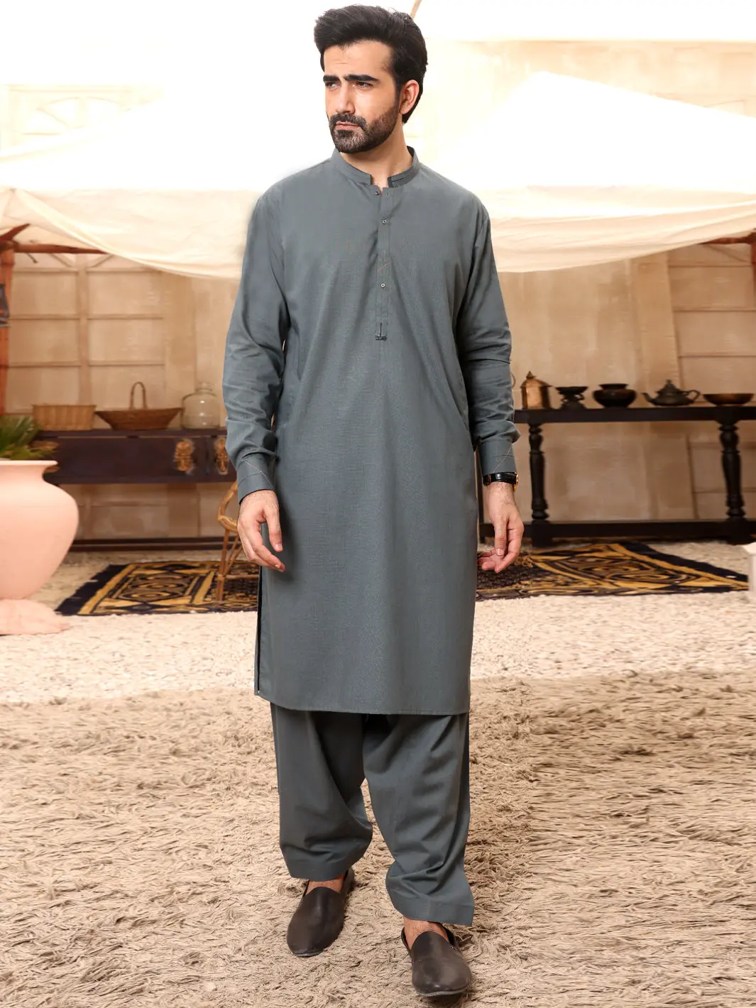 Green Kameez Shalwar - Al-Ks-2649 1