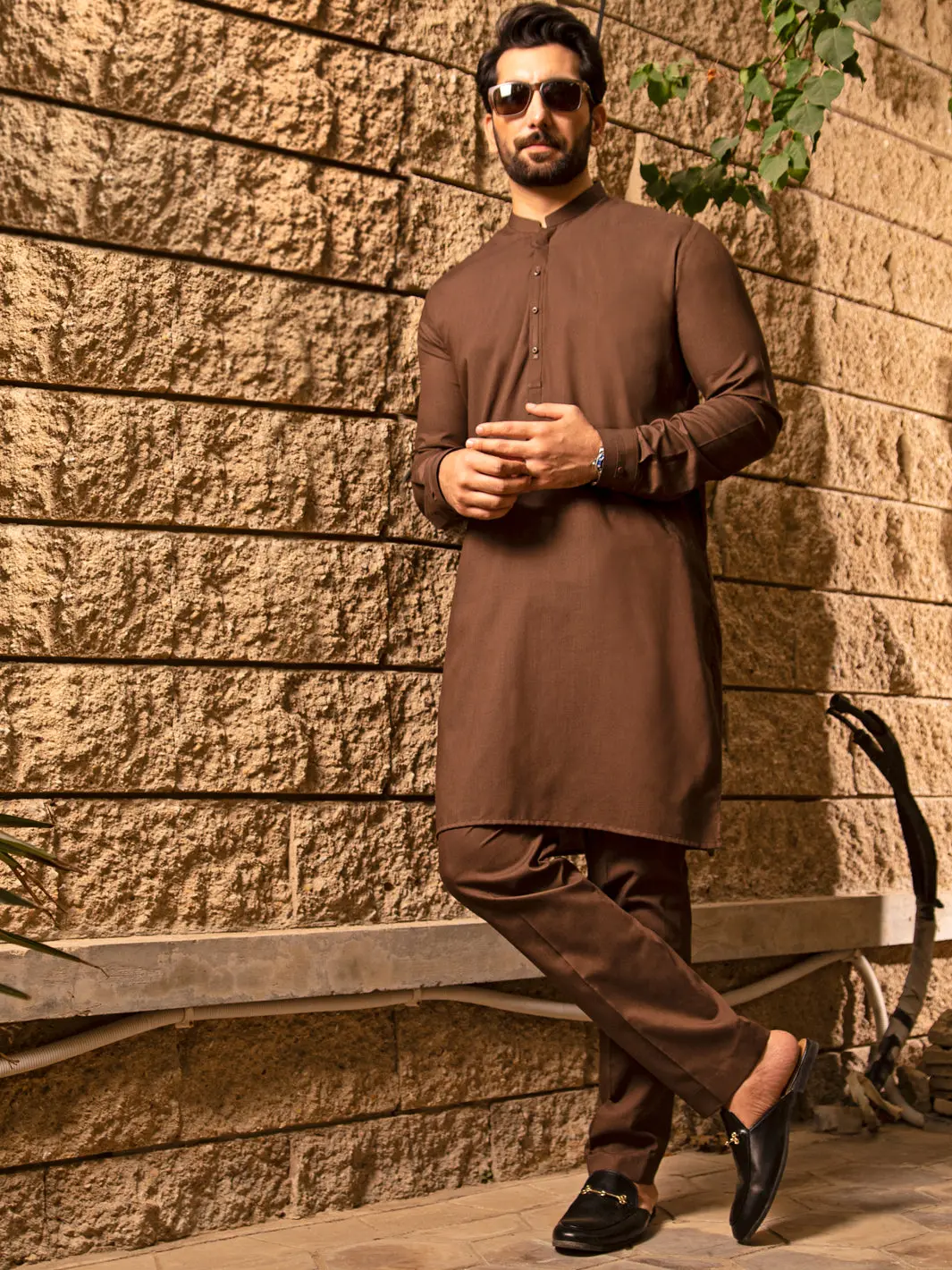 Brown Blended Kurta Trouser - Al-Kt-2657 1
