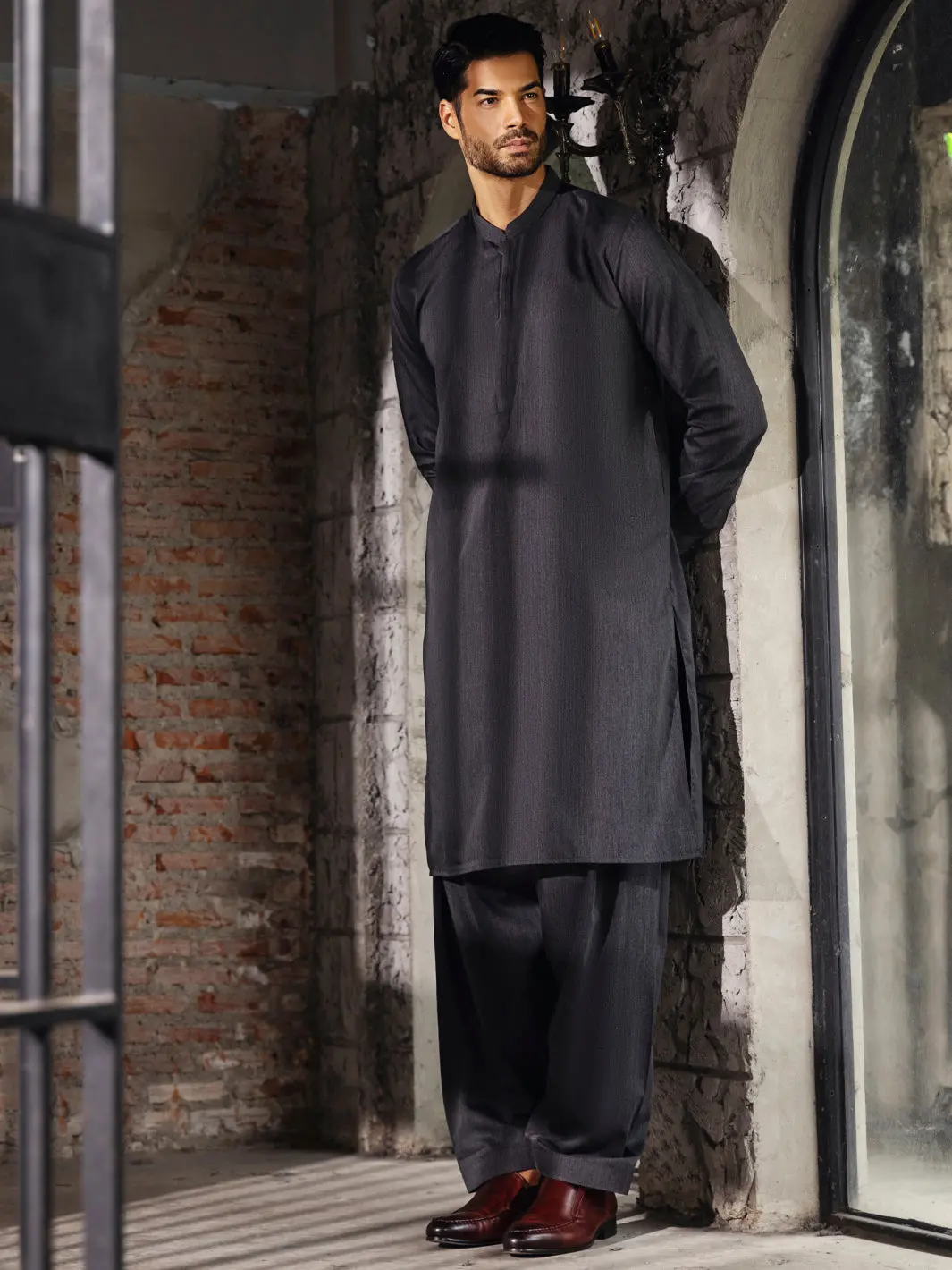 Grey Kameez Shalwar - Al-Ks-2666 1