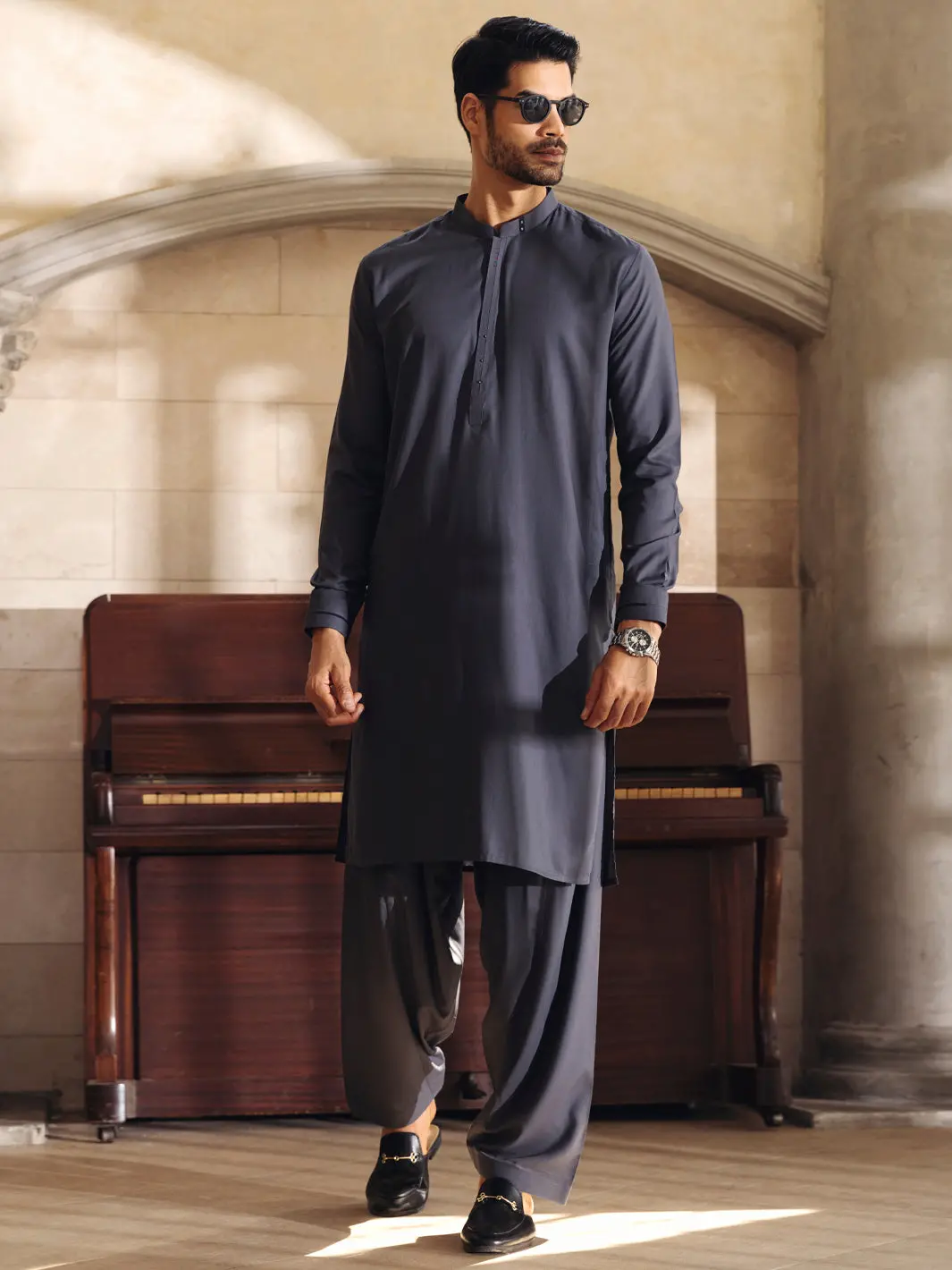 Grey Kameez Shalwar - Al-Ks-2671 1