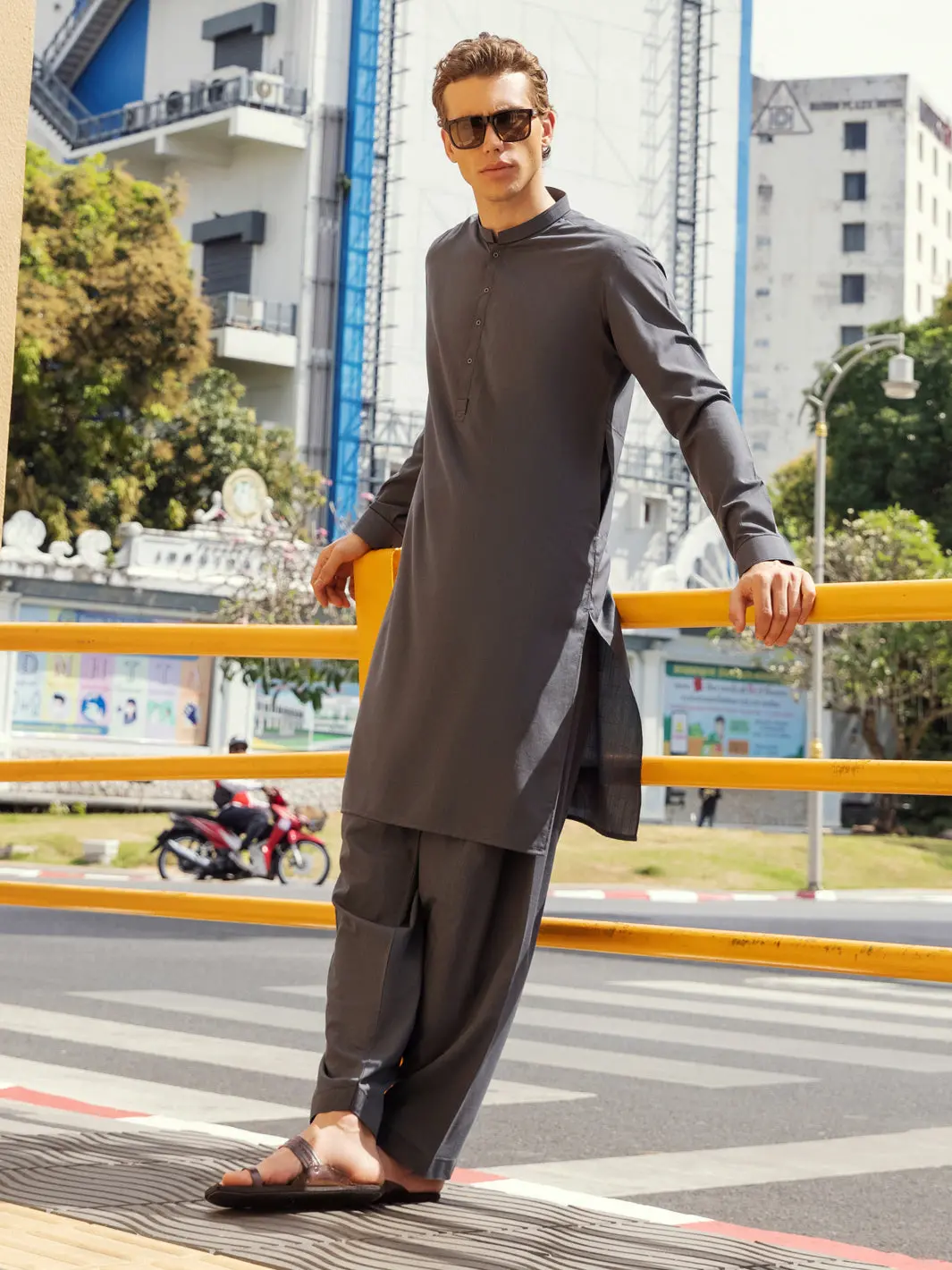 Grey Kurta Shalwar - Al-Ks-2678 1