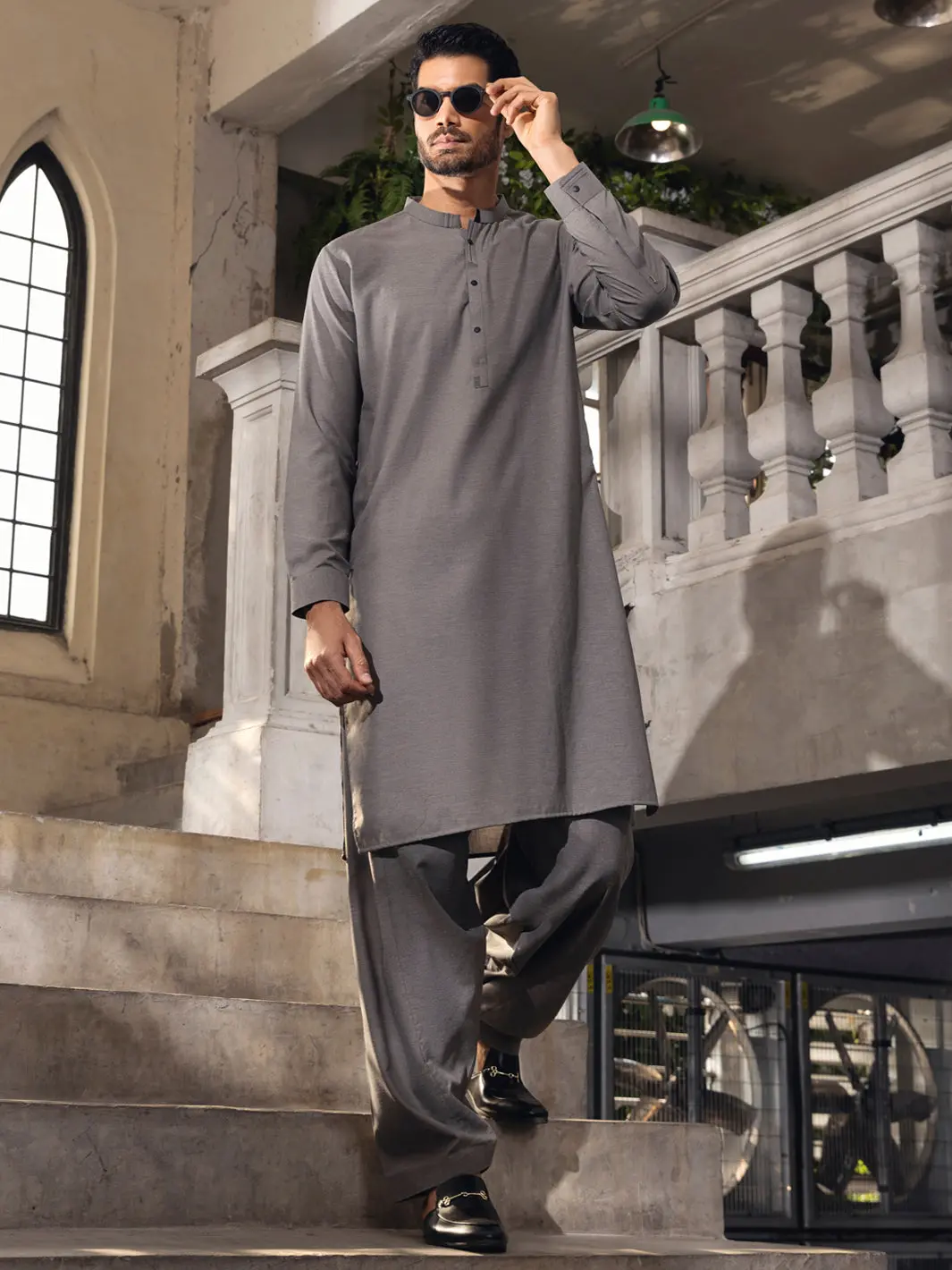 Grey Kameez Shalwar - Al-Ks-2685 1