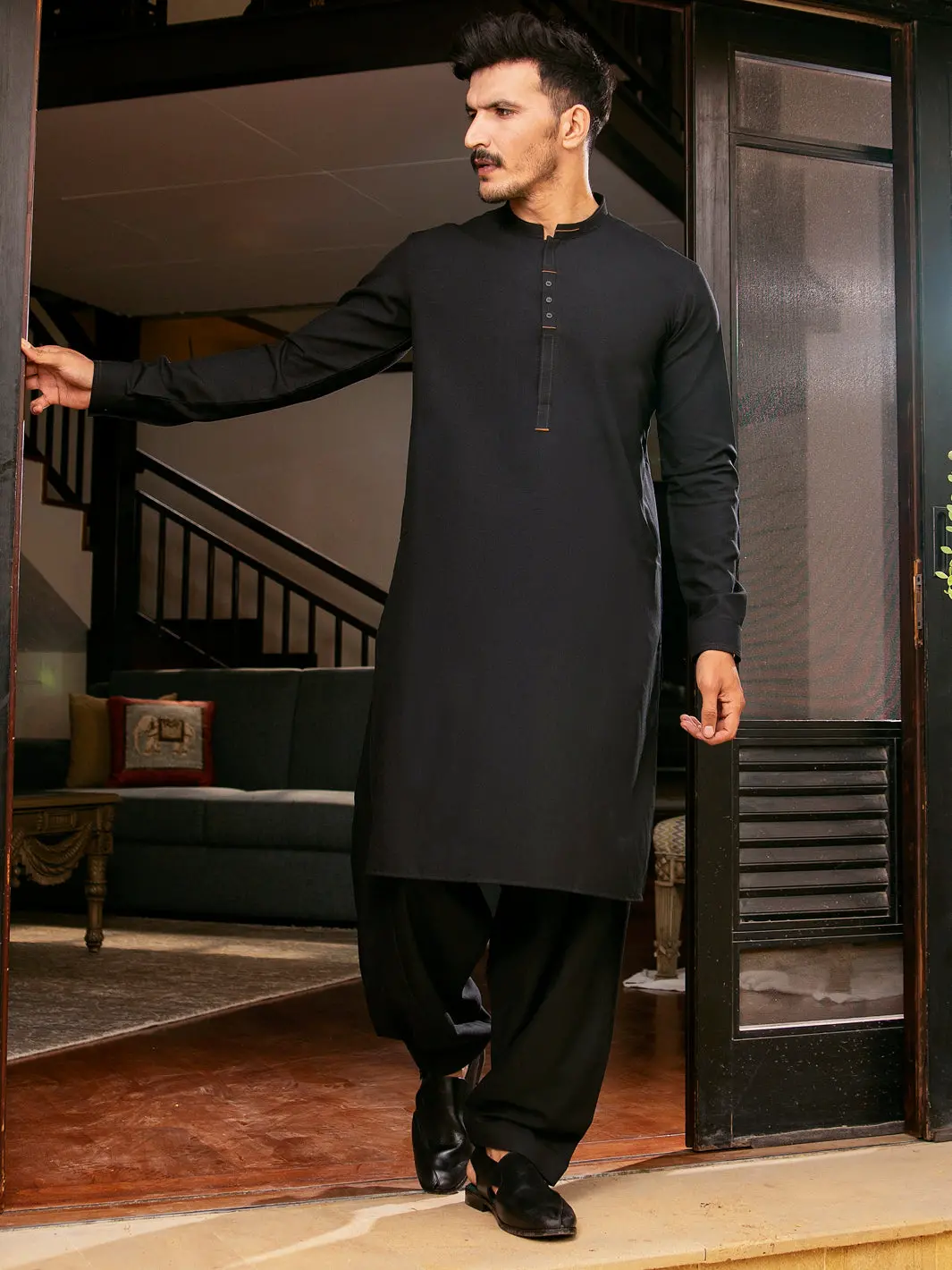 Black Blended Kameez Shalwar - Al-Ks-2701 1