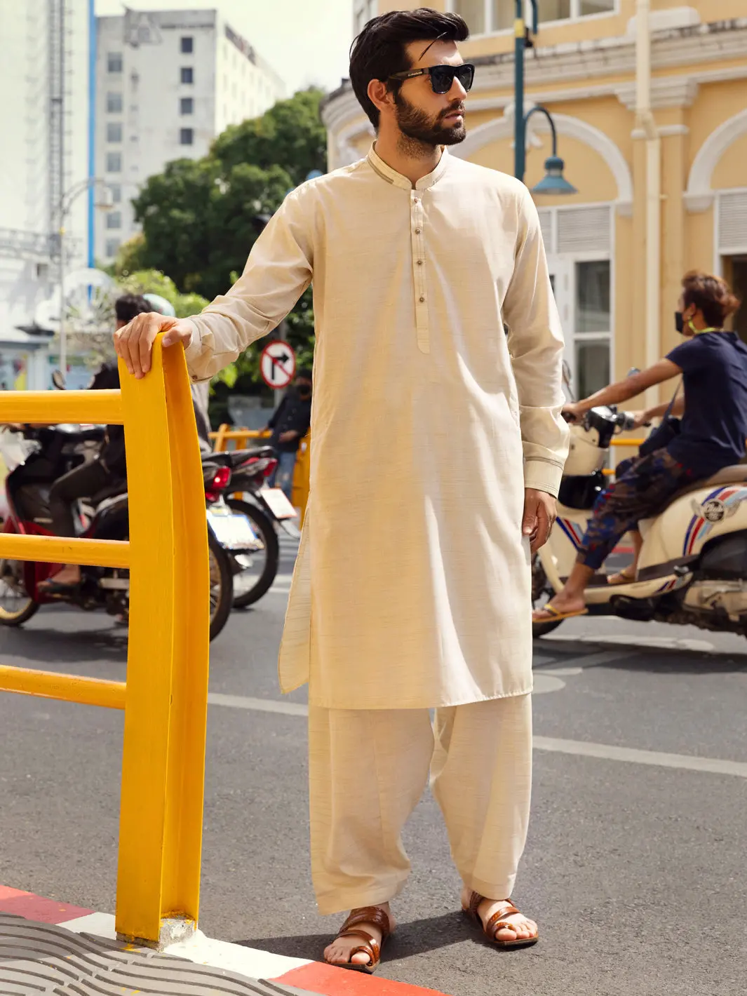 Cream Kurta Shalwar - Al-Ks-2705 1