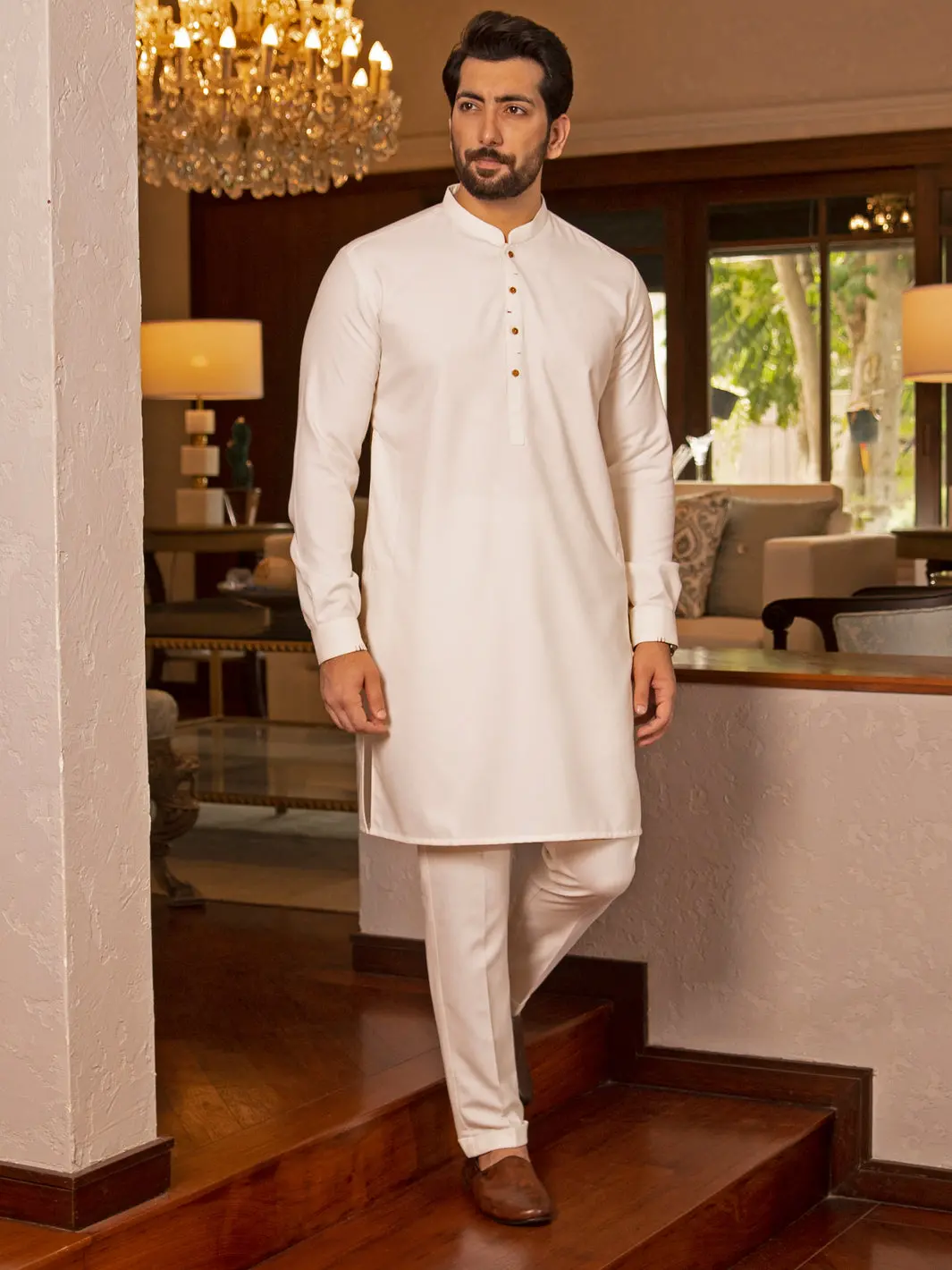 White Blended Kurta Trouser - Al-Kt-2722 1