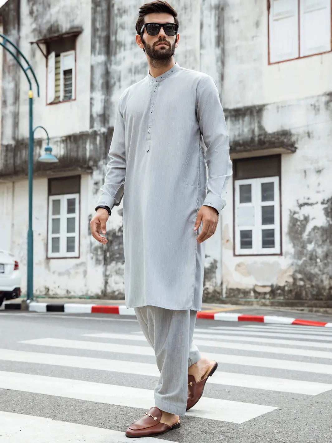 Light Grey Kurta Shalwar - Al-Ks-2725 1
