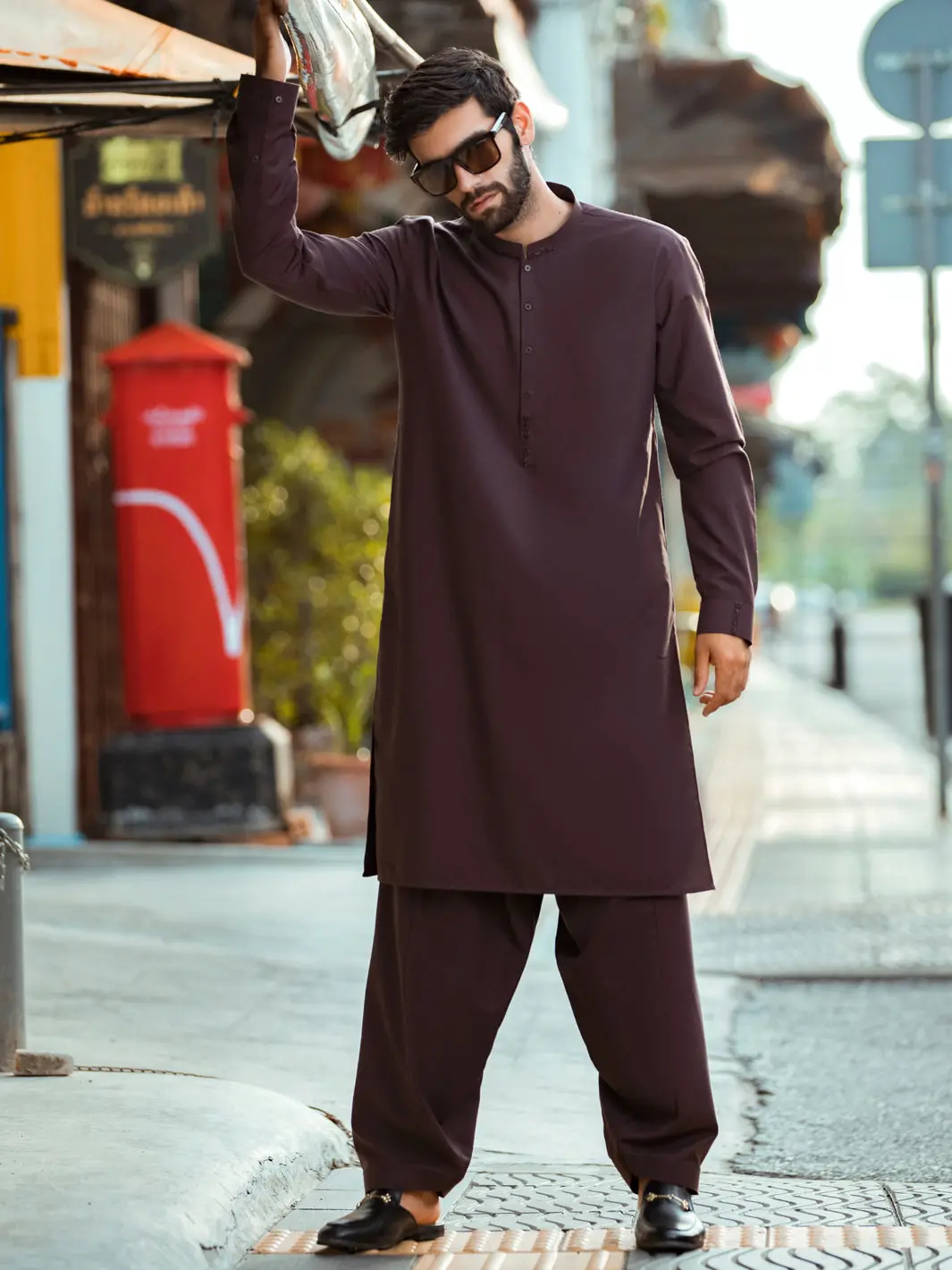 Burgundy Kurta Shalwar - Al-Ks-2726 1