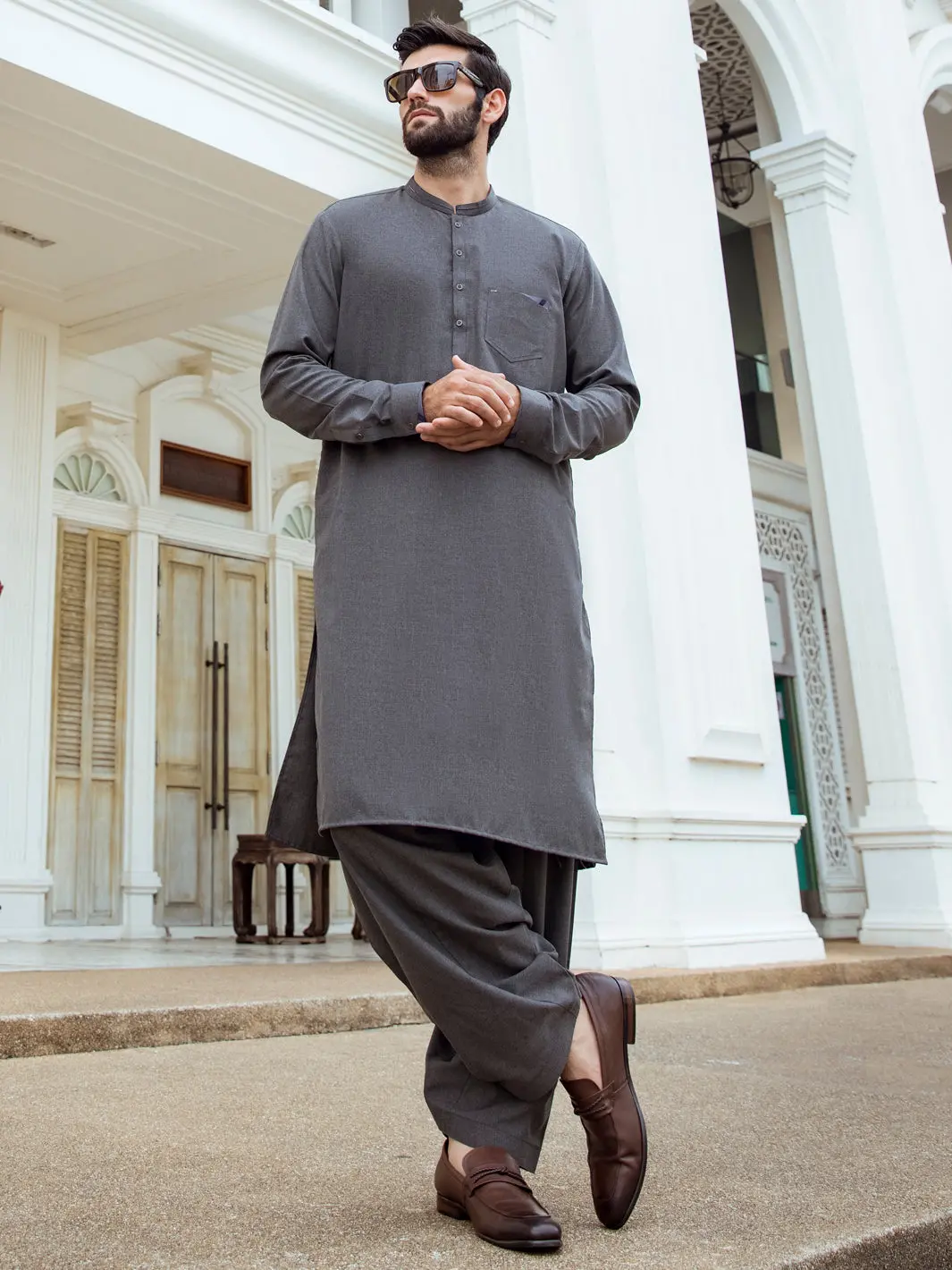 Charcoal Kurta Shalwar - Al-Ks-2734 1