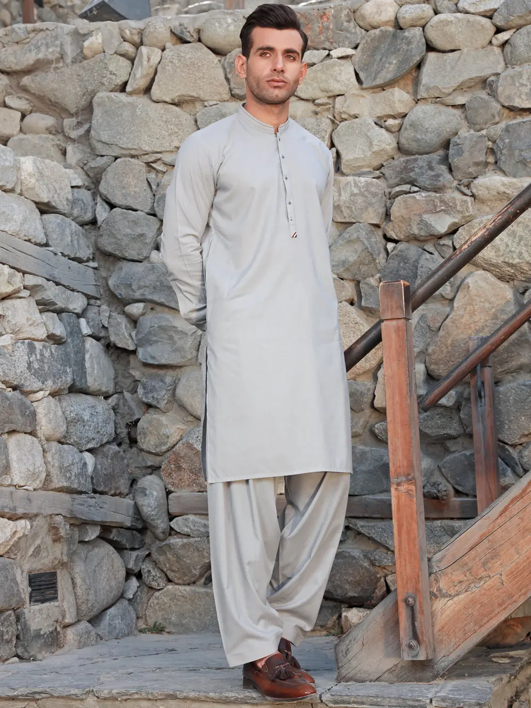 Light Grey Kameez Shalwar - Al-Ks-2741 1