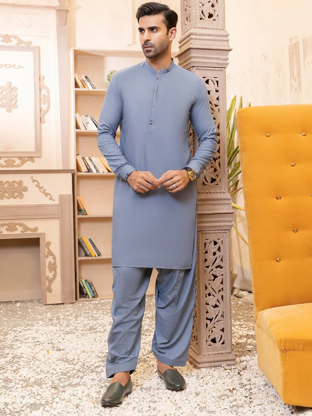 Blue Kameez Shalwar - Al-Ks-2744 1